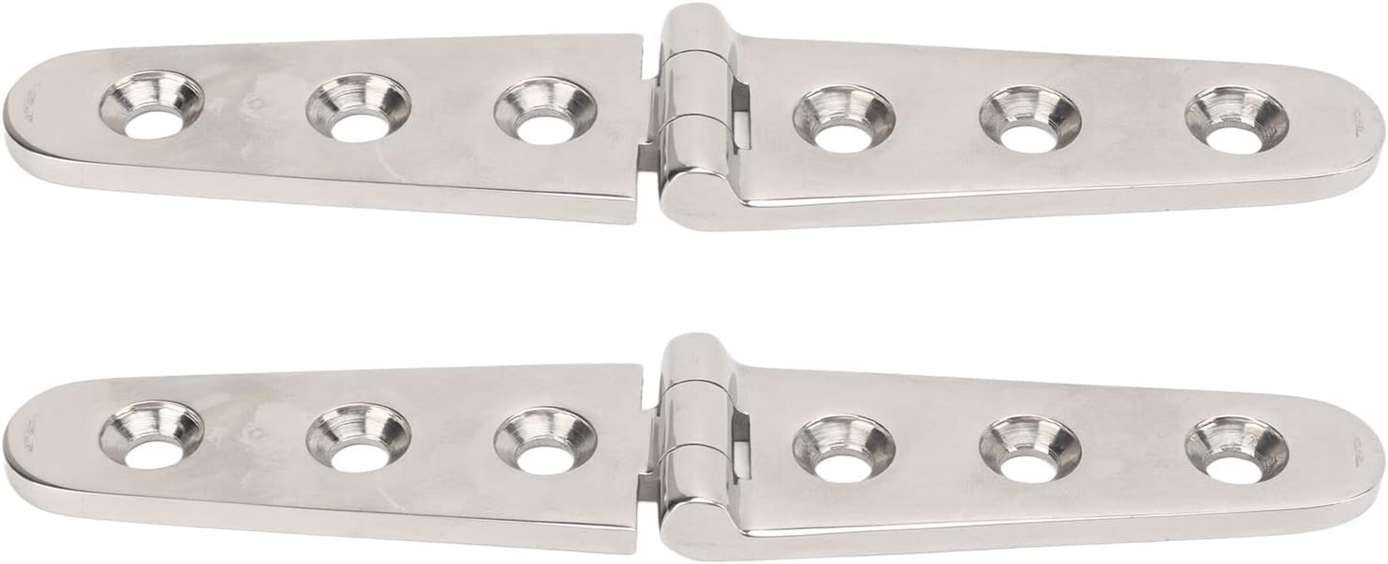 ASHATA Stainless Steel Heavy Duty Strap Hinge with Holes for Marine Boat Home Door Gate, Mirror Polished Hardware for Deck Barn, 2 Pack (3 Holes: 152X30Mm/5.98X1.18In)