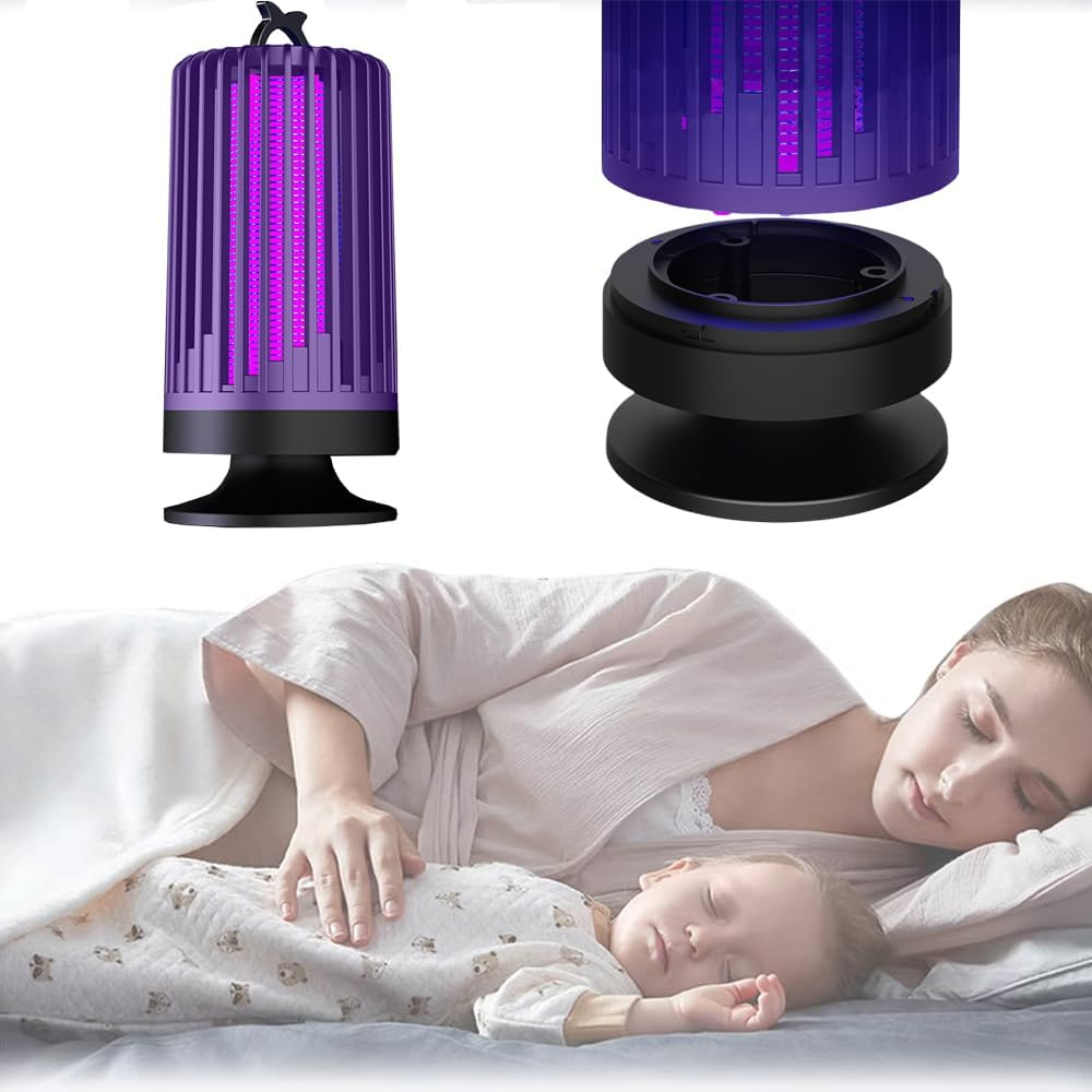 Timevringl Purple Liaht Mosquito Killer Lamp, High-Performance 3000V, USB Charging Indoor and Outdoor Multifunctional Mosquito Killer Lamp, Insect Trap (Purple) image number 2