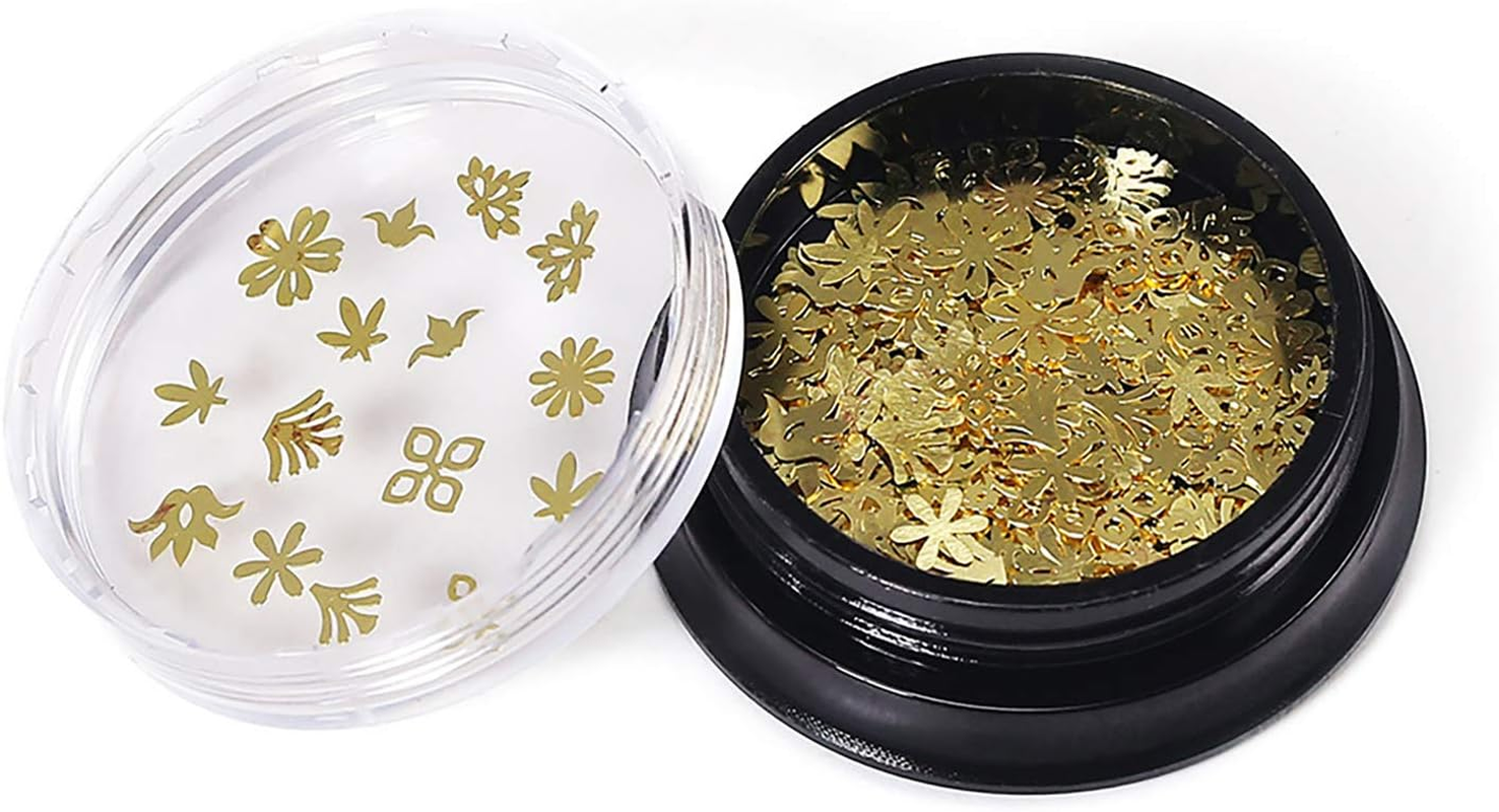 6 Boxes Nail Stickers Nail Jewelry Sequins Metal Plating Sheet Small Black Box Mixed image number 1