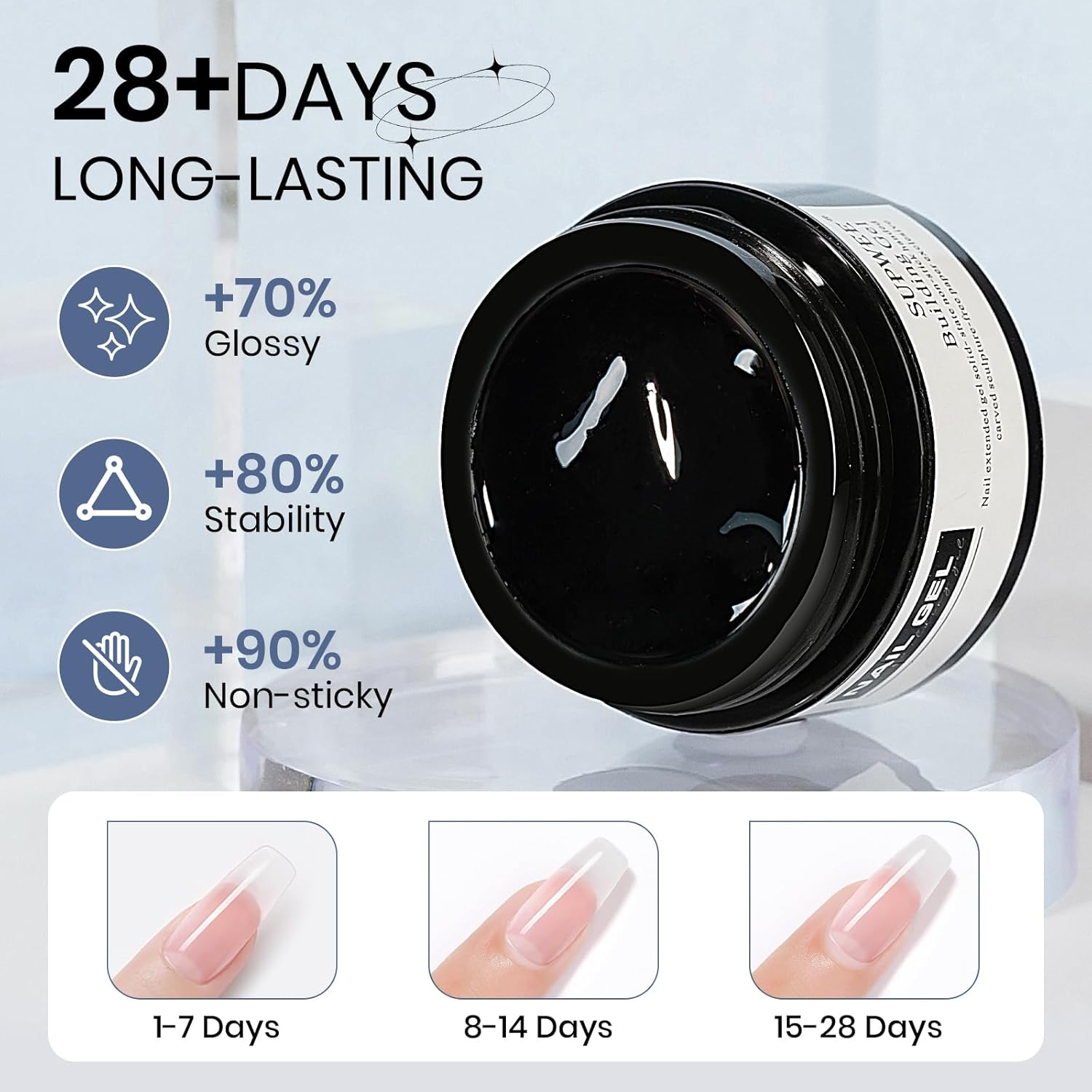 SUPWEE 3D Nail Gel Clear Non Stick Hand Solid Builder Gel for Nail Art 3D Sculpting Carving Modeling and Extension Soak off U V Home Diy Manicure image number 4