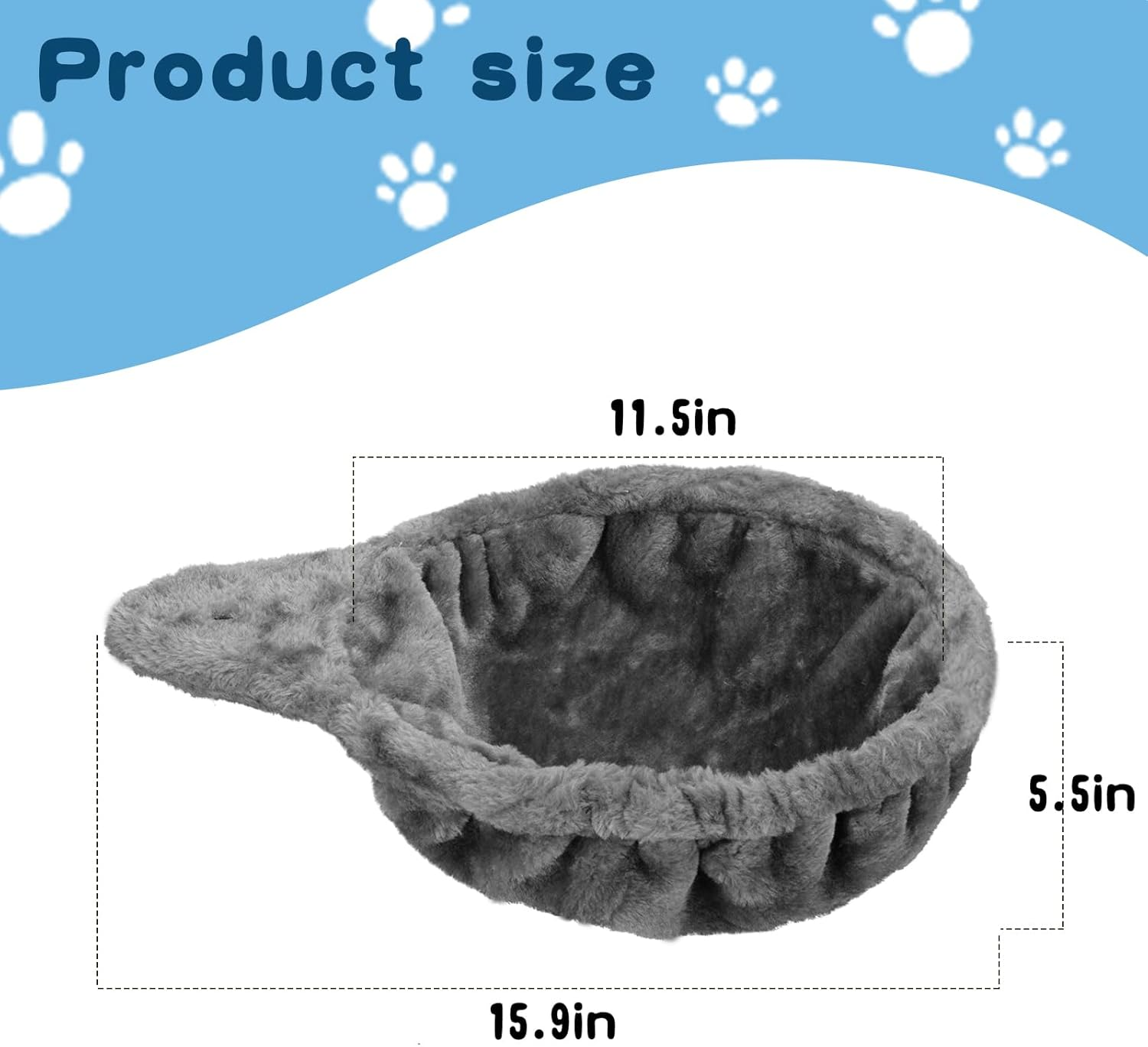 UXIETIN Cat Hammock, Cozy Cat Tree Hammock for Large Cats, Deep Basket, Easy Assemble, Durable Frame Construction, Faux Fur, Grey, Large image number 6