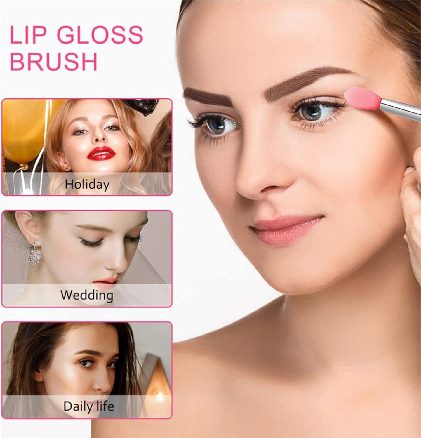 Lipstick Applicator Wand, Lip Brush for Lipstick - Lip Brush Applicator Lip Gloss Drip Applicator - Lip Balm Applicator Lipstick Applicator, Silicone Lip Wand Small Lip Smudge Brush image number 2