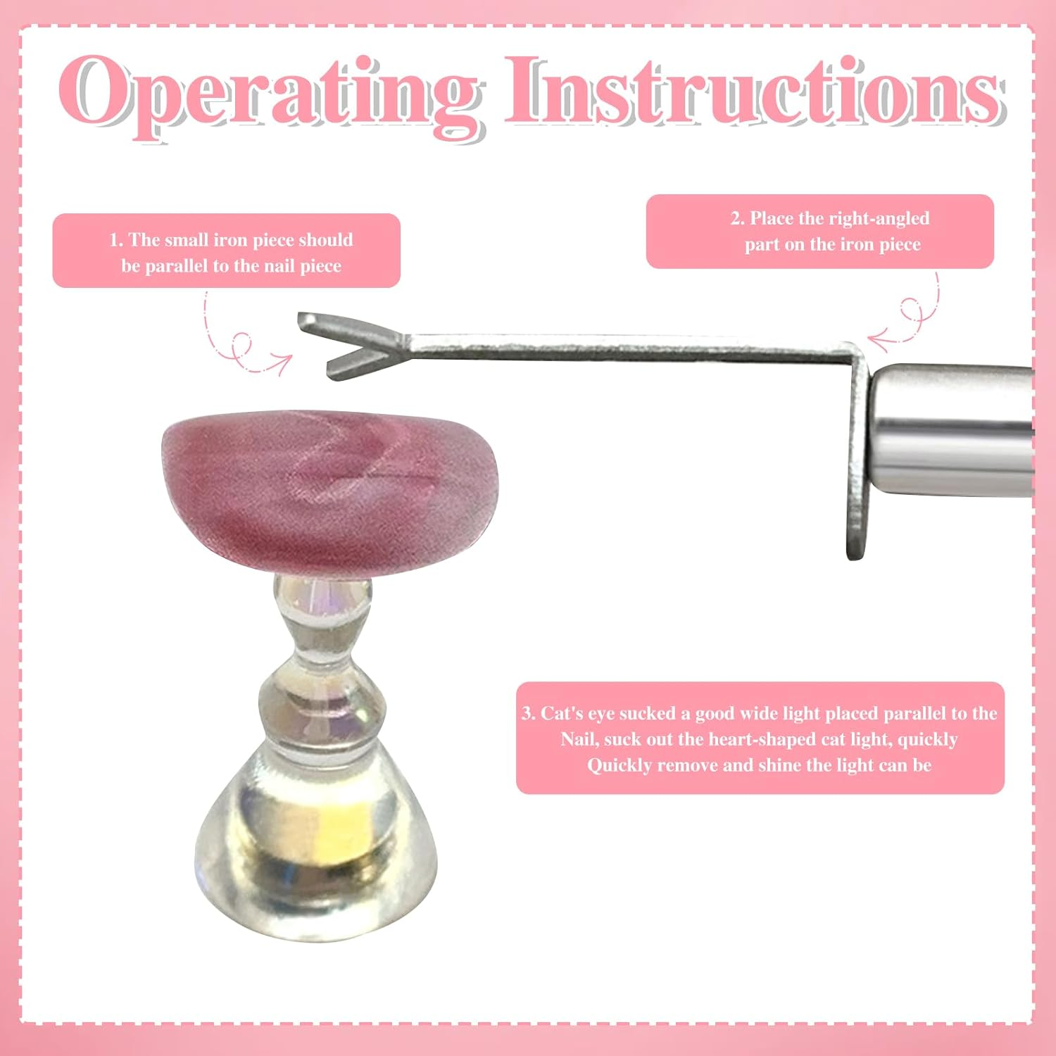 Y-Shaped Cat Eye Magnet for Heart Nail Design, Professional 2-In-1 Set with Metal Guide Plate, Compatible with All Magnetic Nail Polishes, Salon Quality for DIY Manicure at Home (*1) image number 2