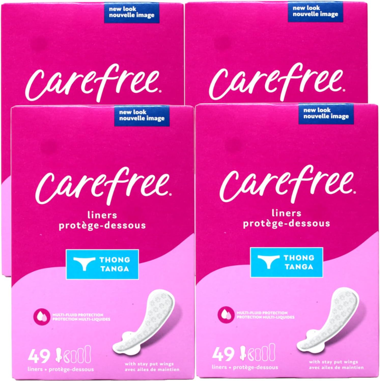 Carefree Thong Pantiliners, Regular Protection, Unscented, 196 Pantiliners (4 X 49 Count Boxes) image number 4