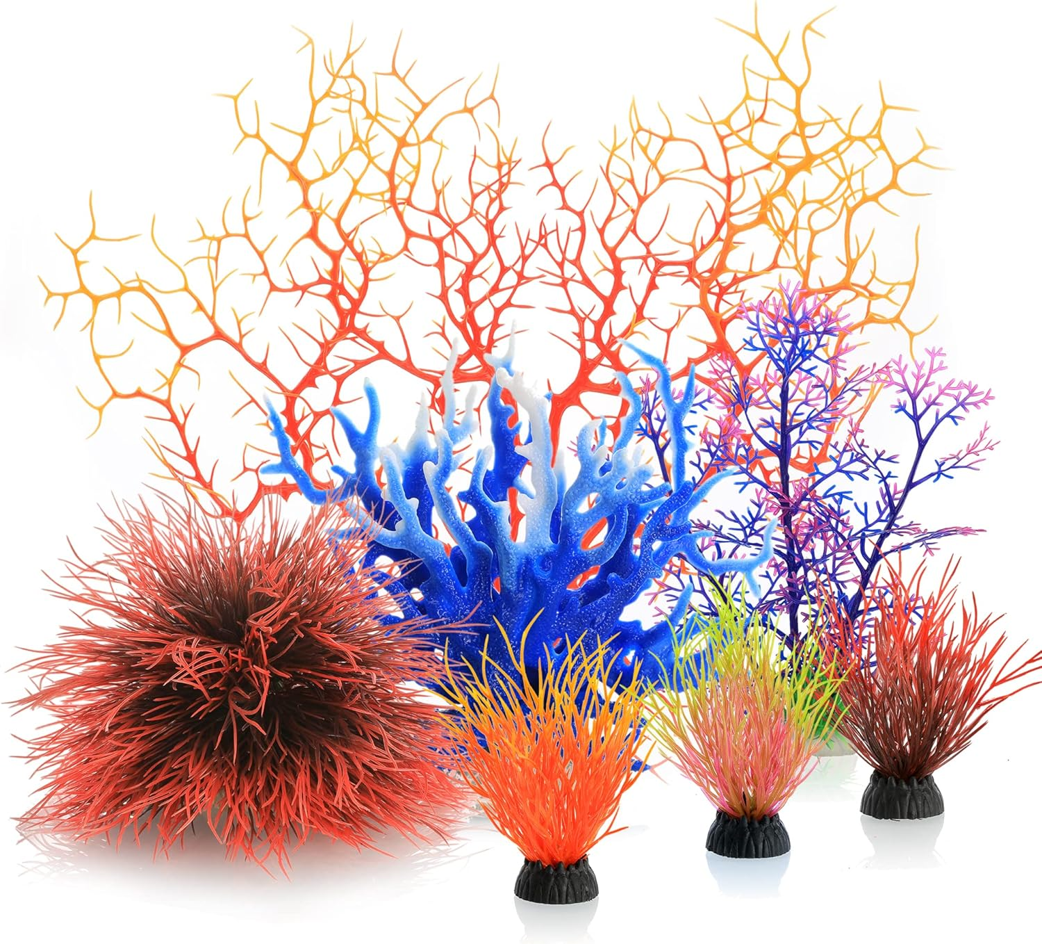 Mylifeunit Aquarium Plants, 2 Pack Tall Plastic Plants for Fish Tank Decorations, 15.75 Inches (Pink)