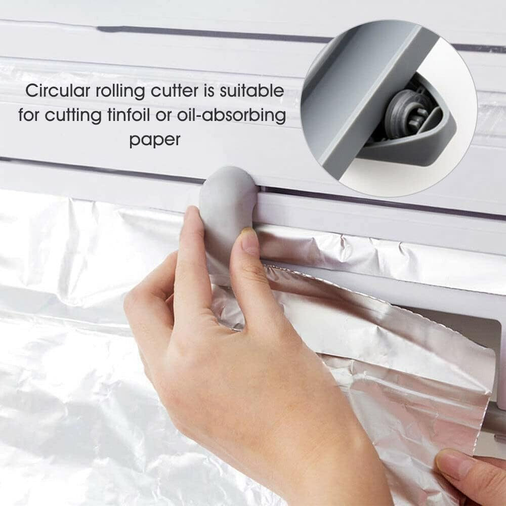 6 in 1 Kitchen Cling Film Foil Dispenser Paper Towel Holder Sause Bottle Storage (Grey) image number 3