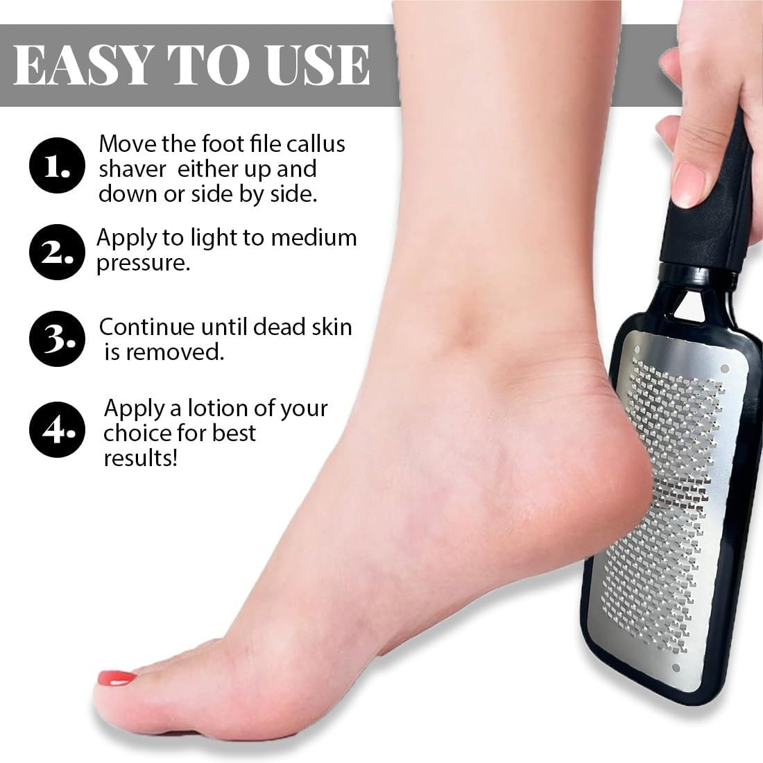 JYNXOR 1 X Callus Remover Stainless Steel Double-Sided (Coarse, Fine) for Foot Care, Callus Rasp, Manual Pedicure Callus File for Callus Removal, Soft, Quick, Easy to Clean image number 5