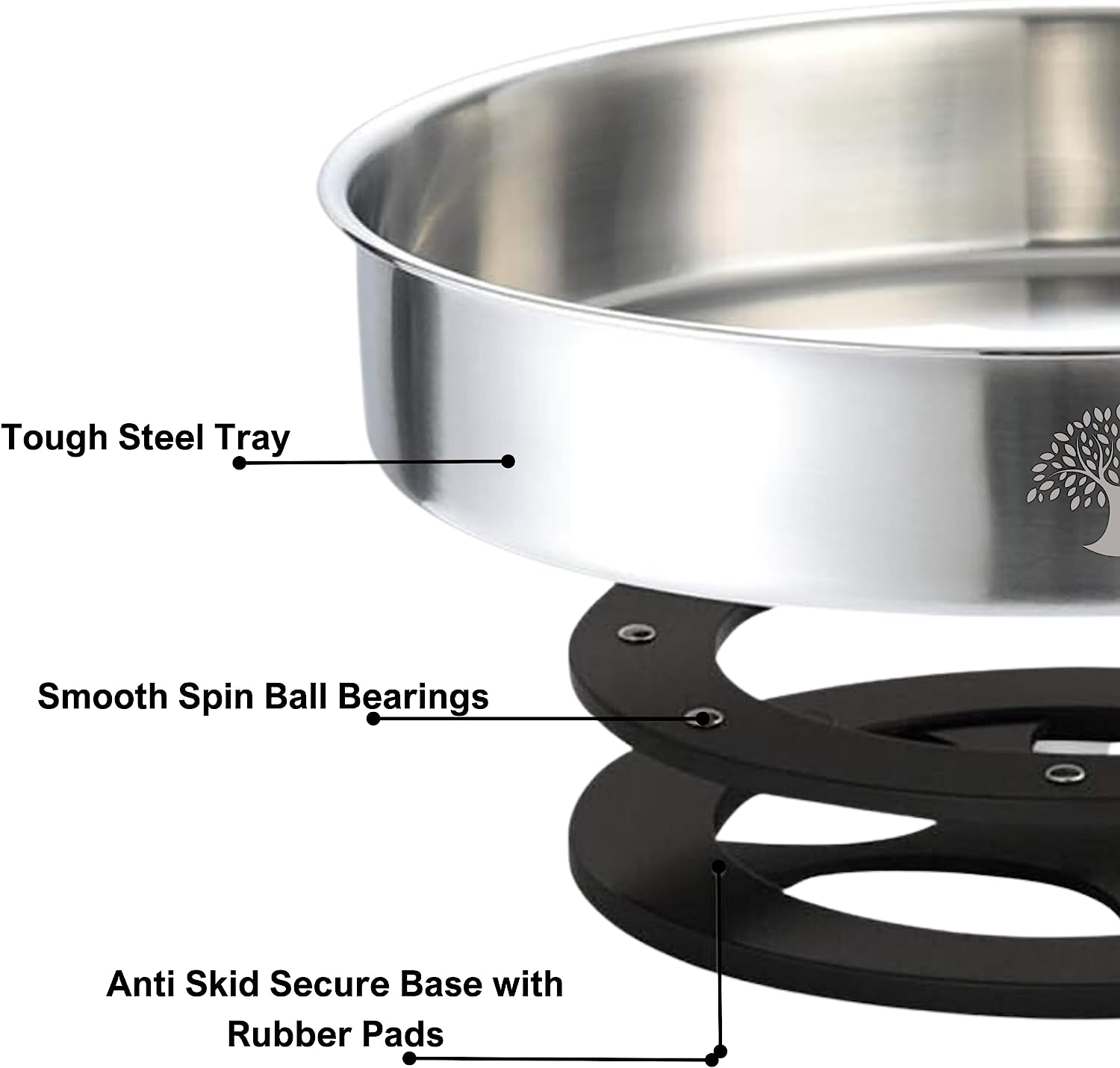 Prana HQ Lazy Susan Turntable Organiser -10" Stainless Steel Rotating Tray-Storage & Organisation of Spice Jars,Sauce & Oil Bottles,Condiments in Pantry,Kitchen Benchtop, Fridge,Table.Smooth Spin. image number 5