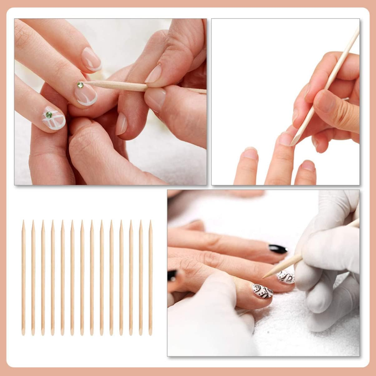 NOLITOY 100Pcs Wood Stick Cuticle Pusher Remover Nail Art Manicure Pedicure Sticks image number 4