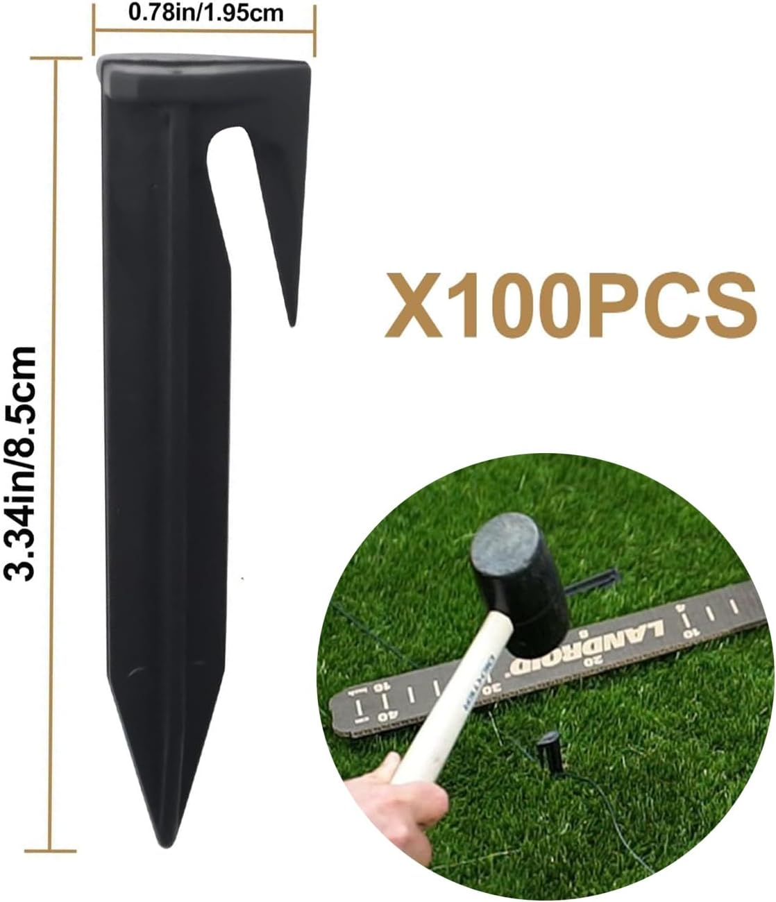 Lxcshljx 100Pcs Plastic Boundary Wire Stakes Lawn Stakes, Boundary Wire Stakes Lawn Pegs, Landscape Edging Staples, Lawn Mower Ground Staples, Tent Pegs, Yard Garden Stakes Anchors Pegs for Pet Fence image number 4