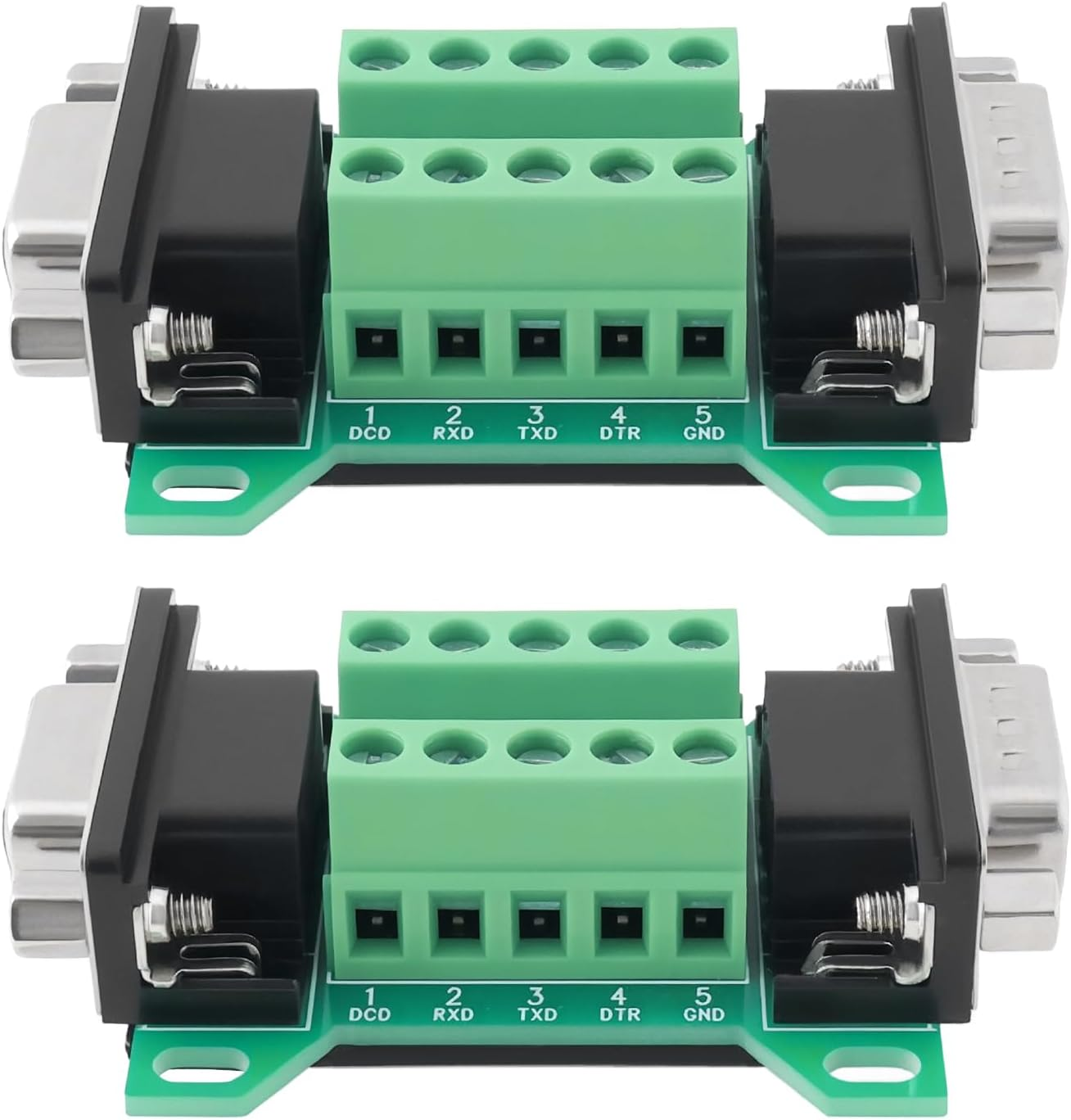 VGOL 2Pcs DB9 Male to Female Breakout Board Rs232 D-Sub Serial to 9 Pin Terminal for Automatic Industrial Control Equipment Cash Register
