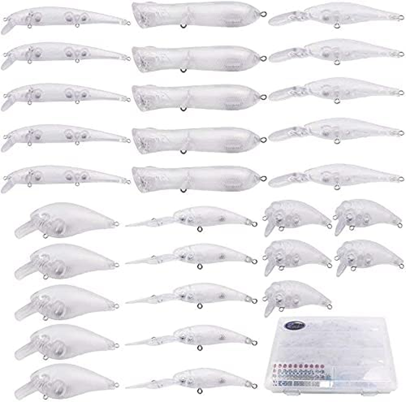 30Pcs Blank Crankbaits Unpainted Fishing Lure with Tackle Box image number 2