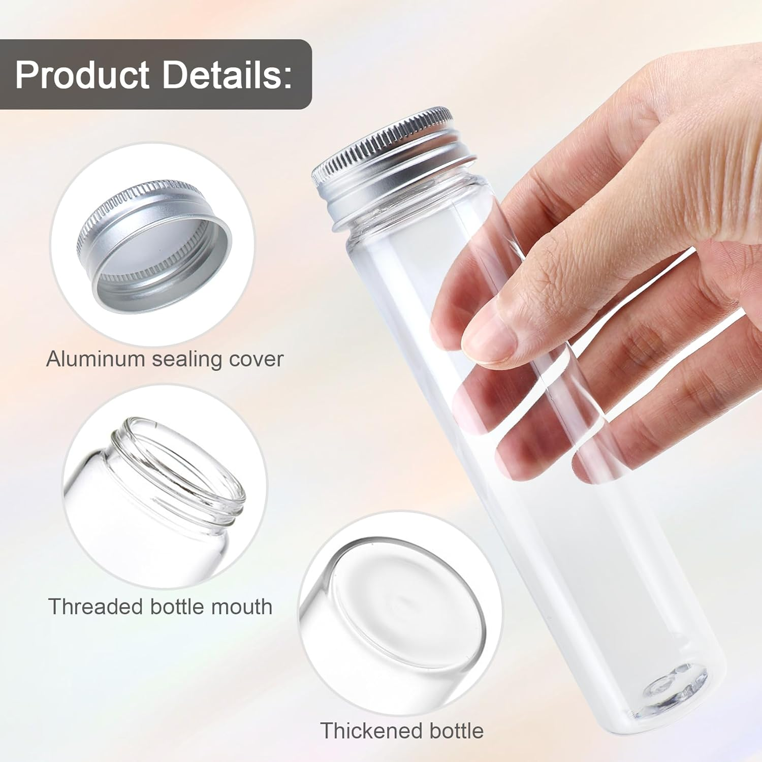 110Ml Clear Bath Salt Tube, 15PCS Plastic Test Tubes a Brush,Plastic Storage Tube with Screw Cap, Flat Bottom Clear Test Tubes for Candy Storage, Party Favors