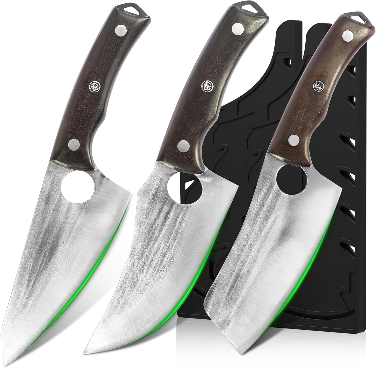 FULLHI 6PCS Butcher Knife Set with Sheath Hand Forged Chef Knife Boning Knife, High Carbon Steel Meat Cutting Knife for Kitchen Camping BBQ image number 4