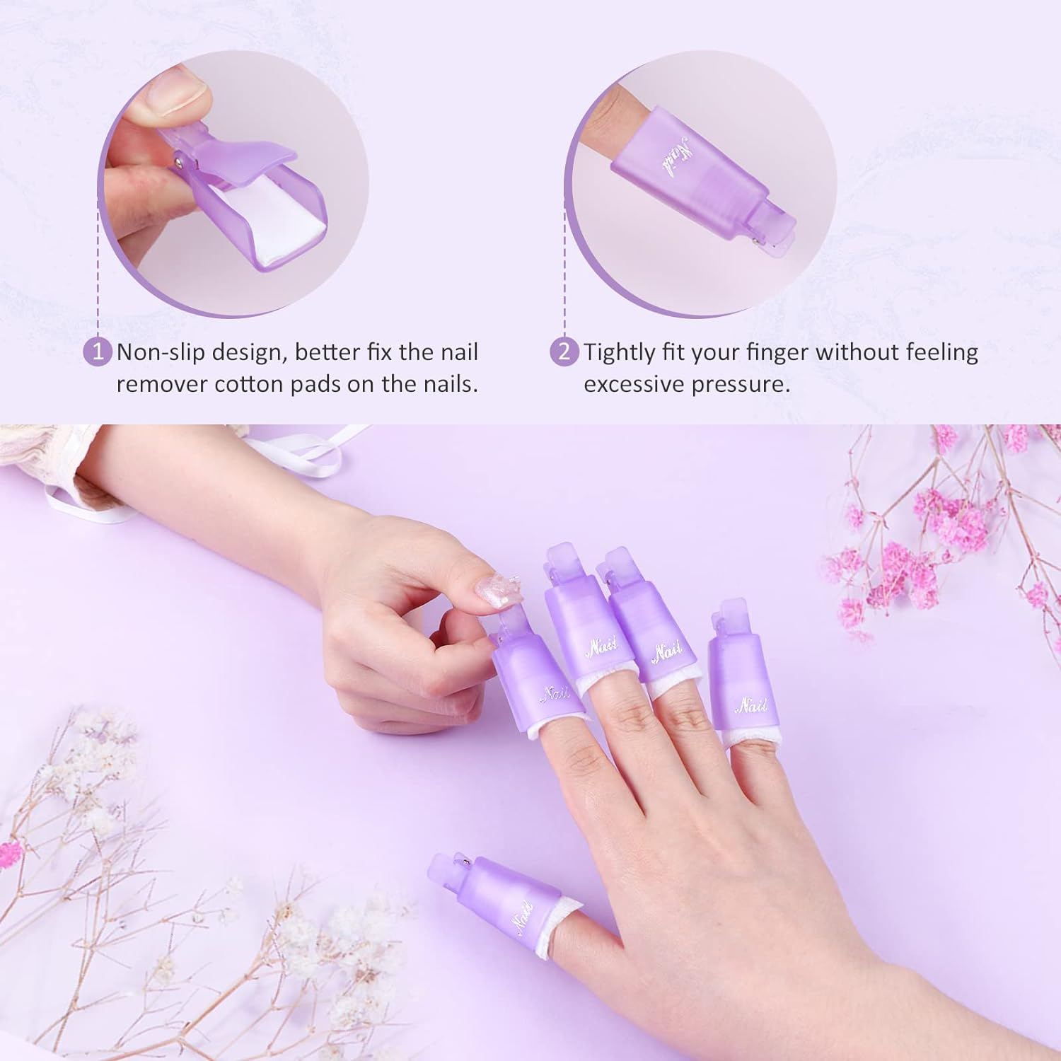 SAVILAND Gel Nail Polish Remover Kit: 250ML Nail Polish Remover with Nail Clips, Nail Tools,Cuticle Pusher, 500PCS Cotton Pad Nail Remover Manicure Kit for Salon Home DIY image number 5