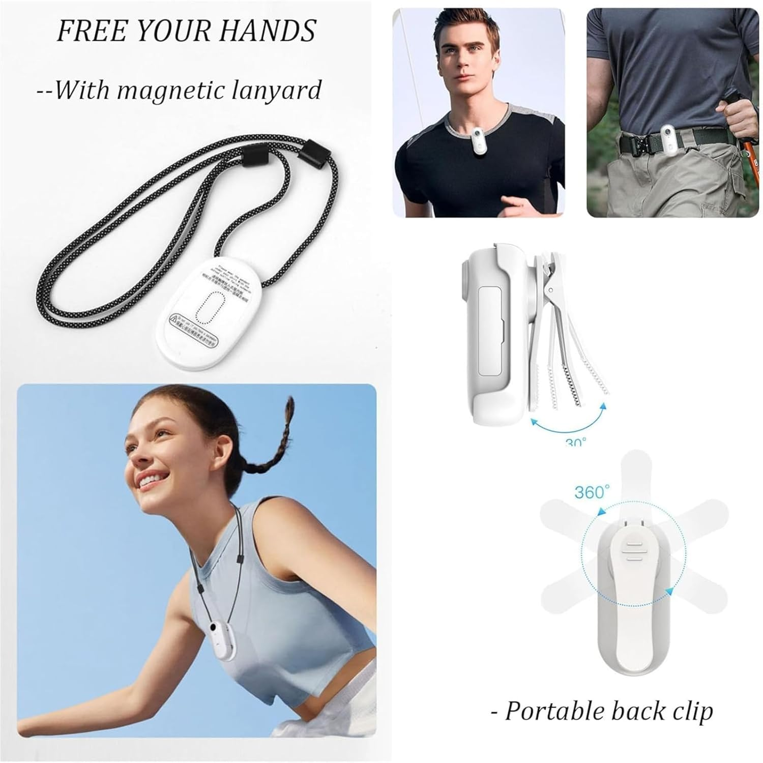 256G 4K POV Hd Wearable Thumb Action Camera, Motorcycle/Cycling Helmet Camera with Magnetic Clip, 120&deg;Wide-Angle,360&deg; Rotation,Ip68 Waterproof, for Vlog Recording (Balck-1080P-Wifi,256G) image number 4