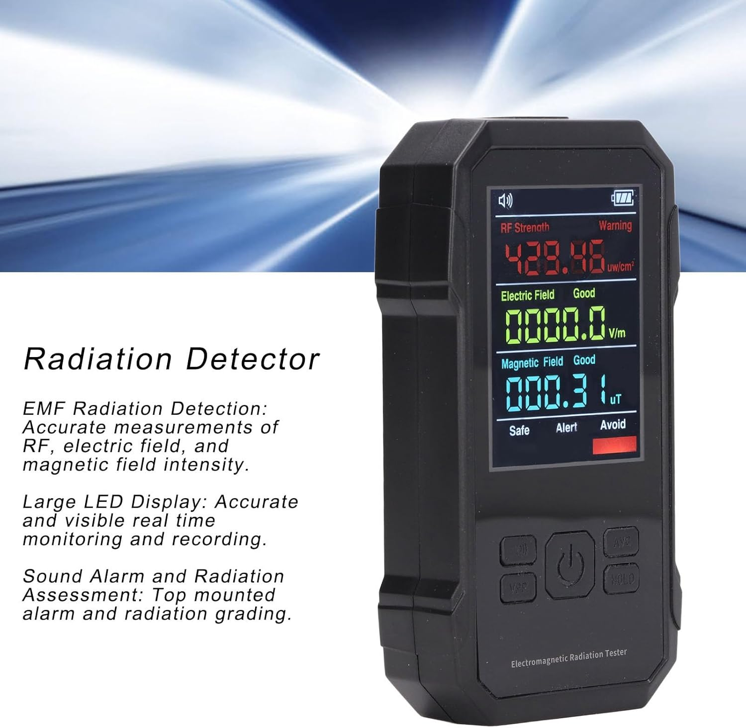 Field Level Alert Geiger Counter Radiation Detector Black Digital Professional EMF Meter LED Display Handheld RF Electric Field Magnetic, Geiger Counter Nuclear Radiation Detector image number 1