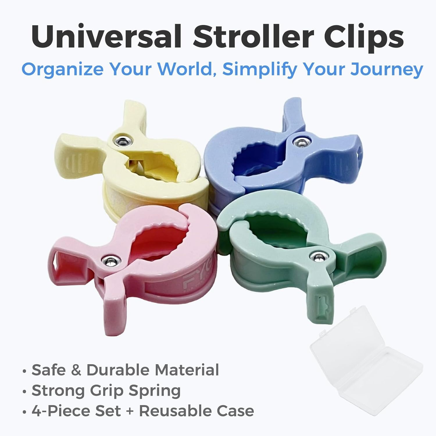 Universal Stroller Clips | 4PCS Multiuse Fasteners for Pram Toys, Sun Shades, and Blankets - Mix Colors