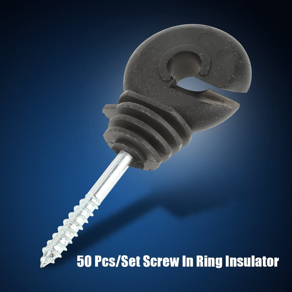 50Pcs Black Screw in Ring Insulators Electric Fence Accessories for Wood Post Sun Protection, Rain Protection image number 3