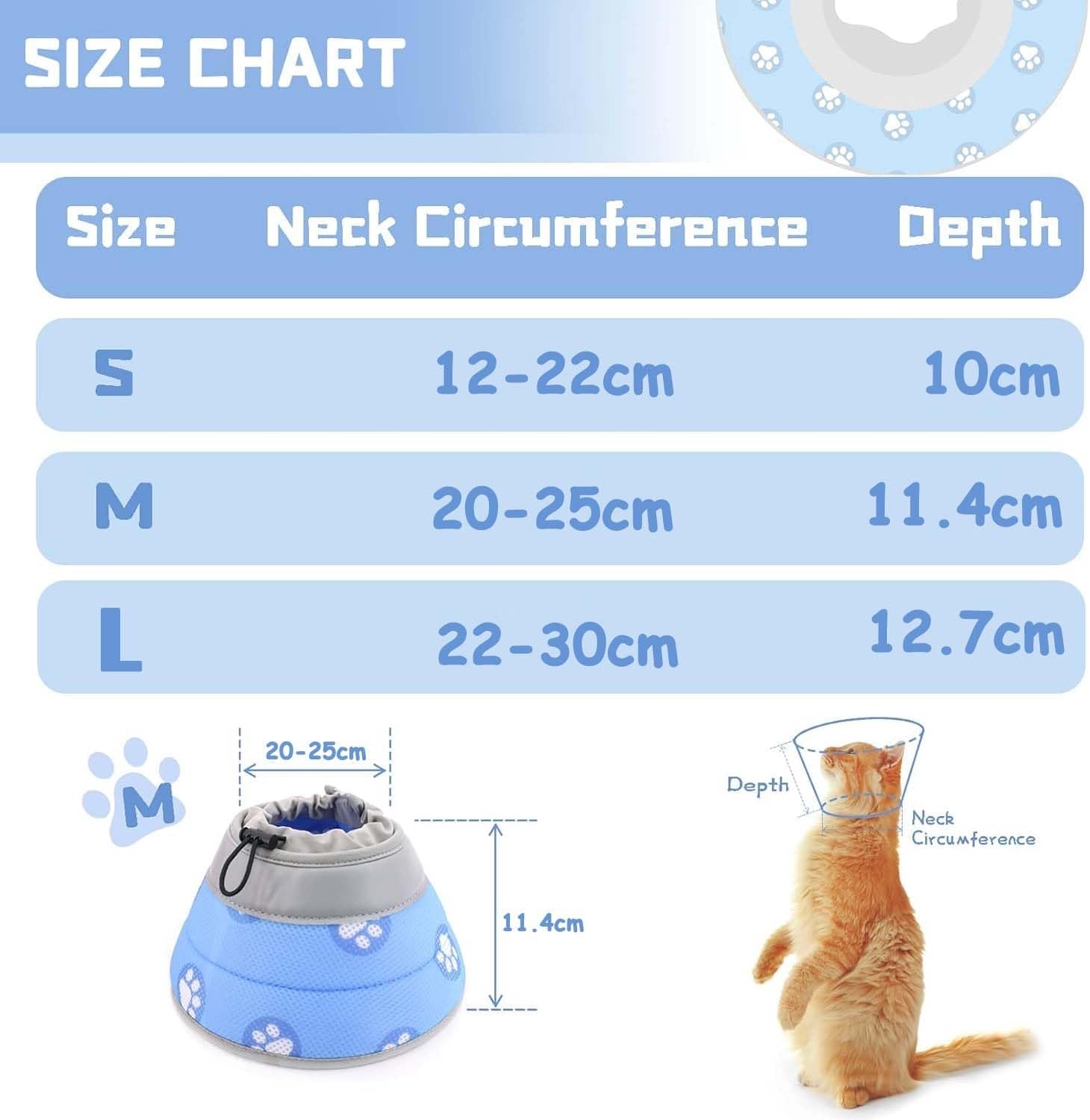 Cozioz Adjustable Soft Cat Cone Collar for Post-Surgery Recovery, Gentle and Comfortable Pet Collar to Prevent Licking for Kittens, Puppies, and Small Dogs(Blue, L) image number 1