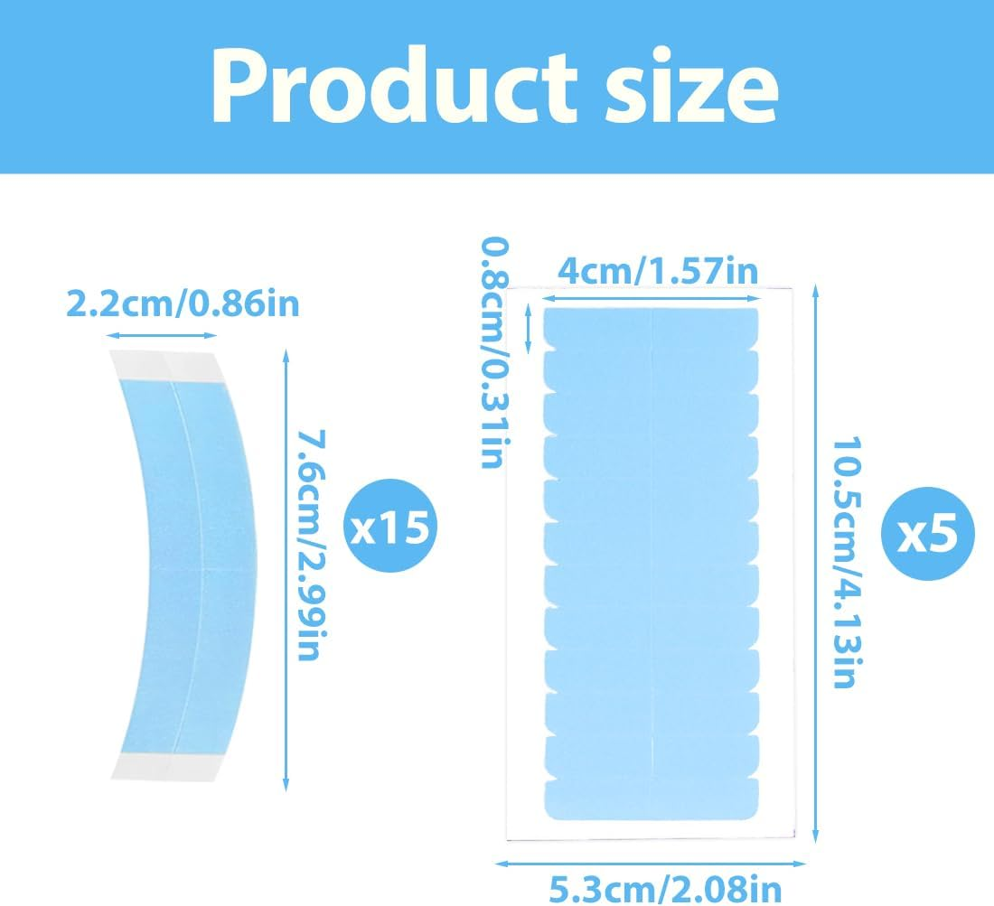 RTRTGS Pack of 20 Replacement Tapes for Tape-In Hair Extensions, High Adhesion, Hair Tape for Hair Extensions, Hair Weft (Transparent) image number 3