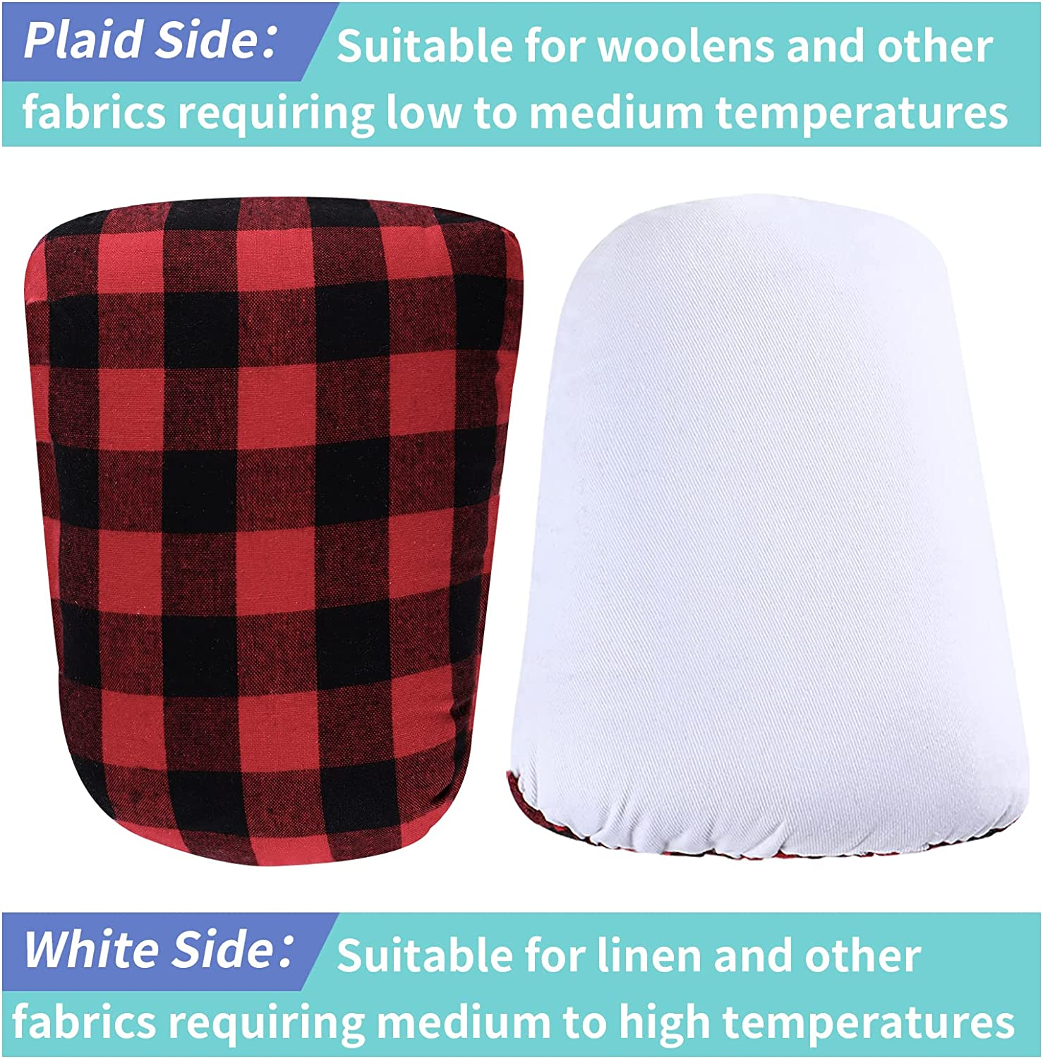 MOLIGOU Tailors Ham and Seam Roll Set, Pressing Tool for Ironing, Sewing Ham for Sleeve, Collar, Curved Seam image number 4