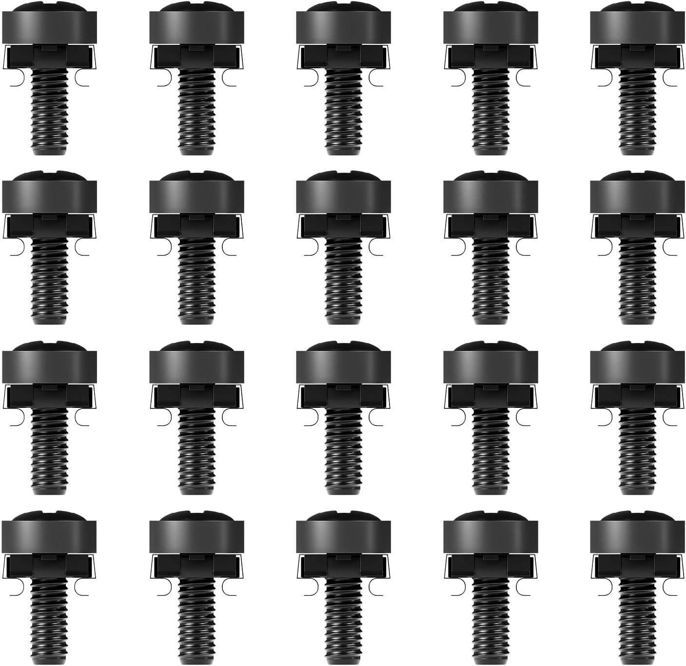 FGB 100 X M6 Cage Nuts Screws Set - 100 M6 X 20 Mm Set Patch Panel Racks Server Enclosure 19 Inch 10 Inch Mounting Kit Steel for Network Cabinets - Black image number 3