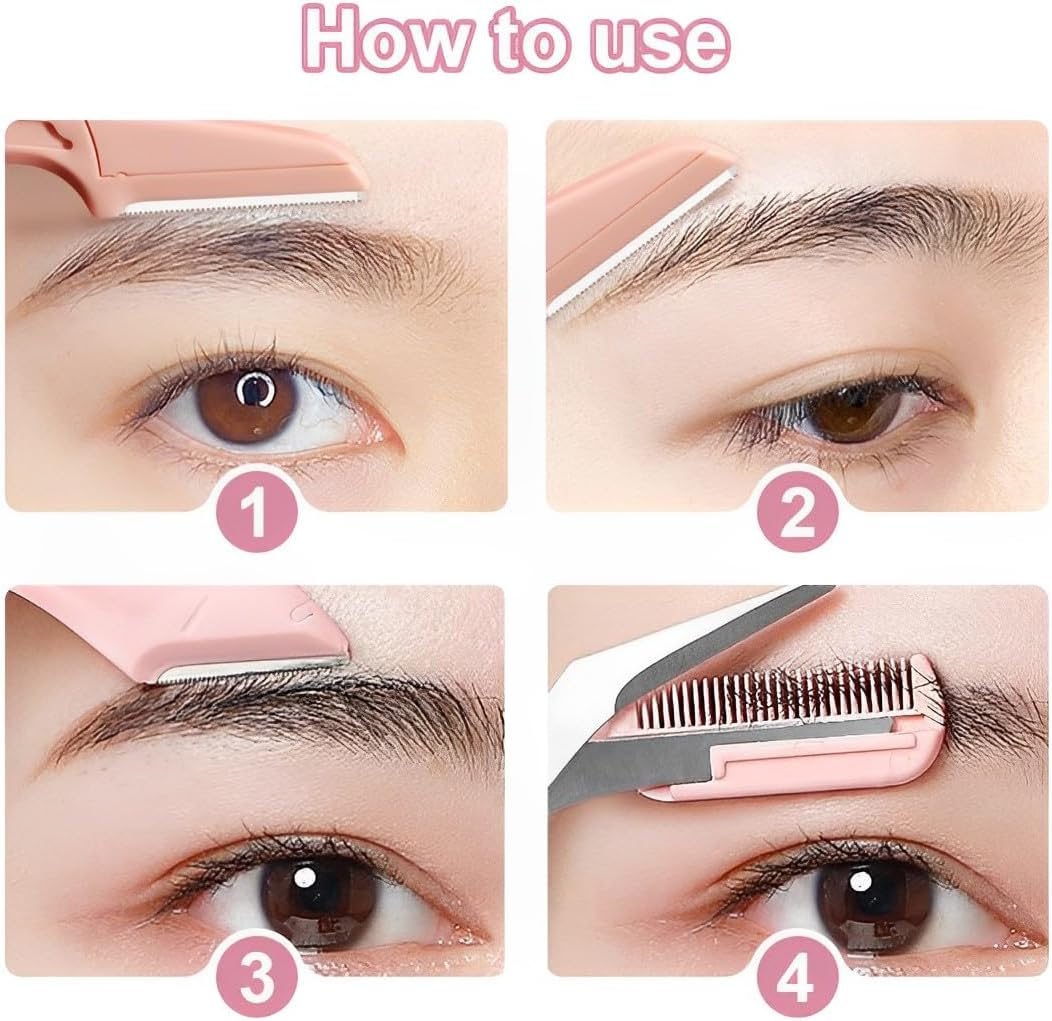 BIRLOZA Eyebrow Scissors Eyebrow Scissors with Comb Eyebrow Brush Eyebrow Comb, Eyebrow Trimmer Eyebrow Trimmer Stainless Steel Eyebrow Trimmer Sculpting Brush for Women and Men image number 2