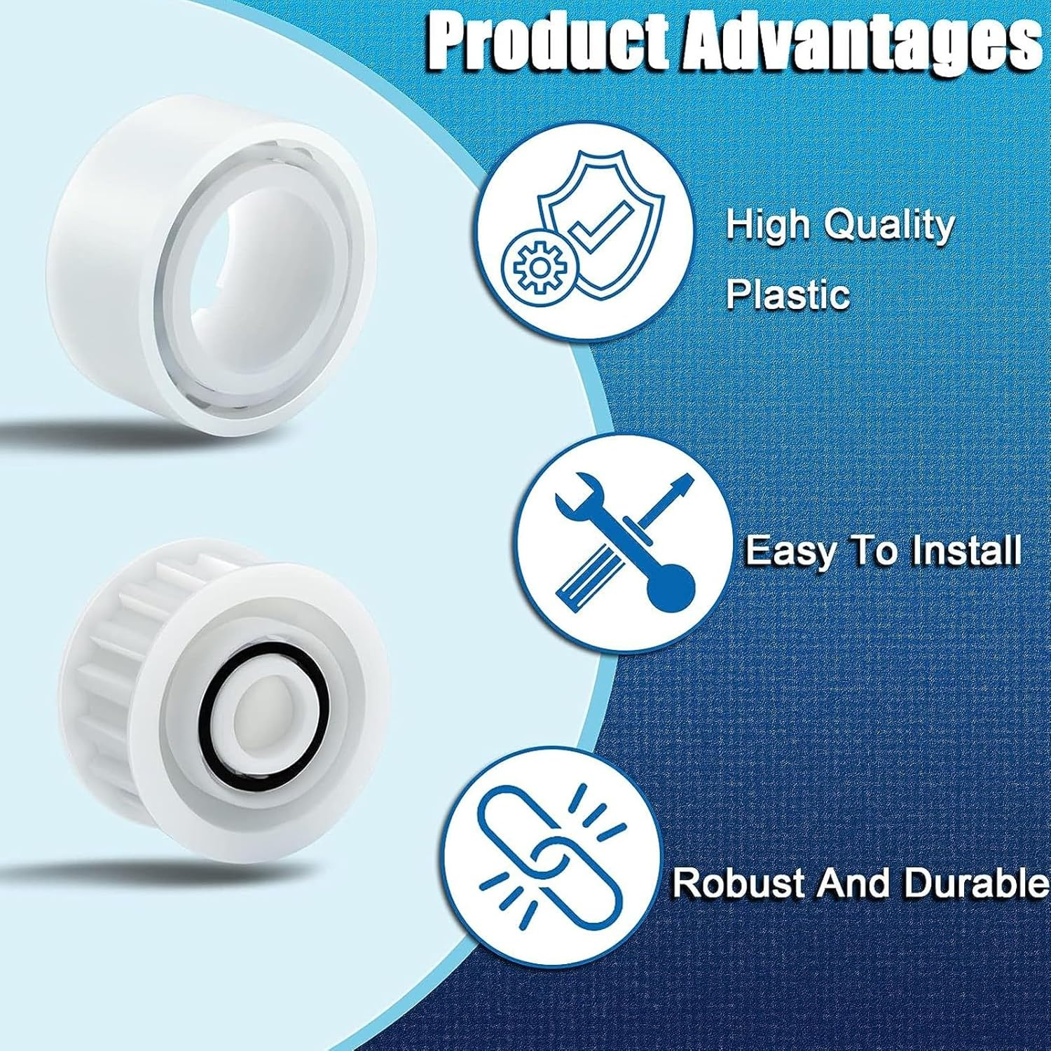 Pool Cleaner Guide Wheels, 4 Pack Replacement Guide Wheels with 2 Pully Gears, Compatible with Dolphin, for Robotic Swimming Pool Cleaner image number 4