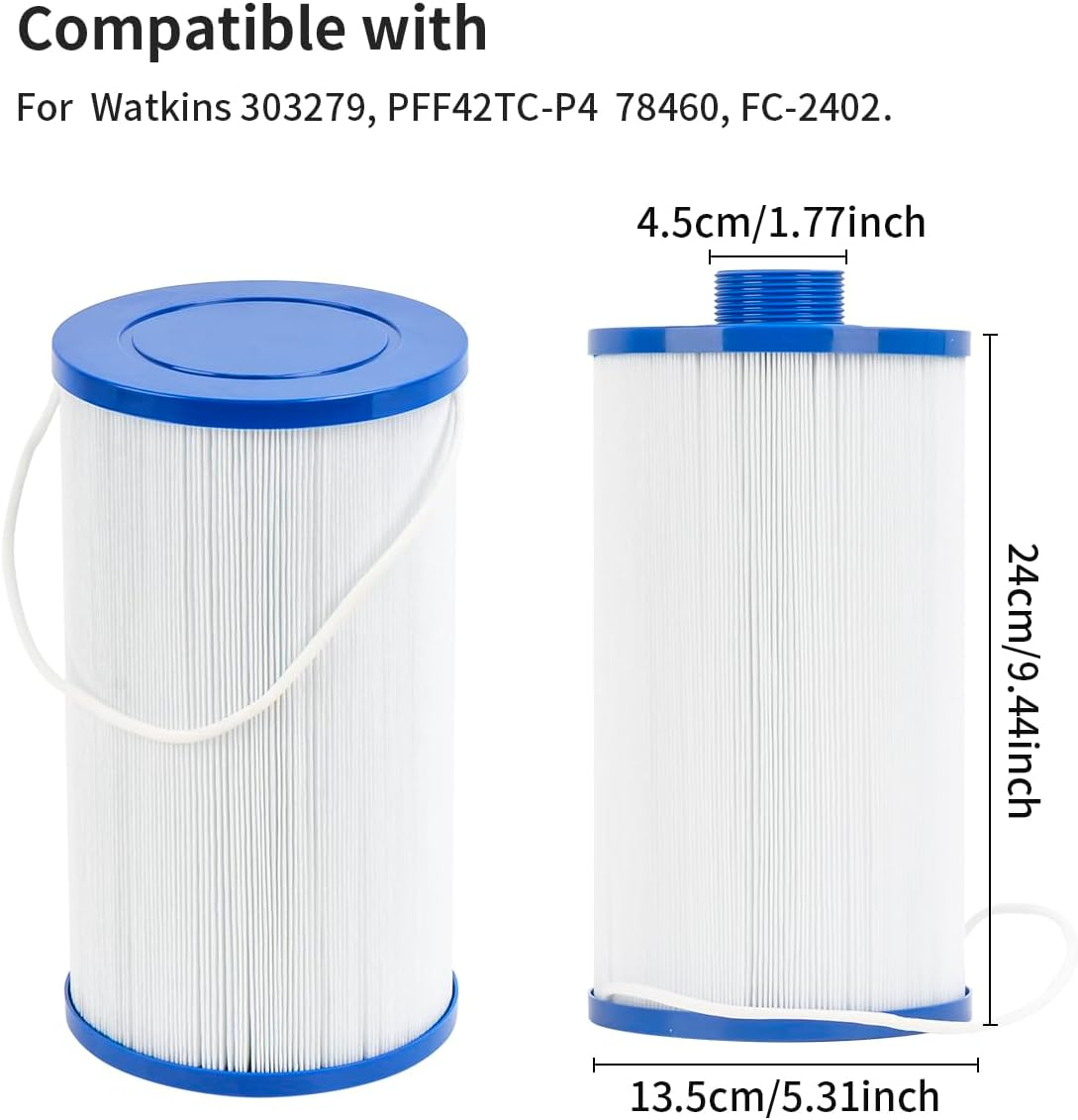 Wuyan Replacement Spa Filter Cartridges Compatible with Watkins 303279, 5CH-37, PFF42TC-P4, 78460, Fc-2402,Lifesmart, Freeflow, Aquaterra, Fantasy,Simplicity Hot Tub Filter image number 1