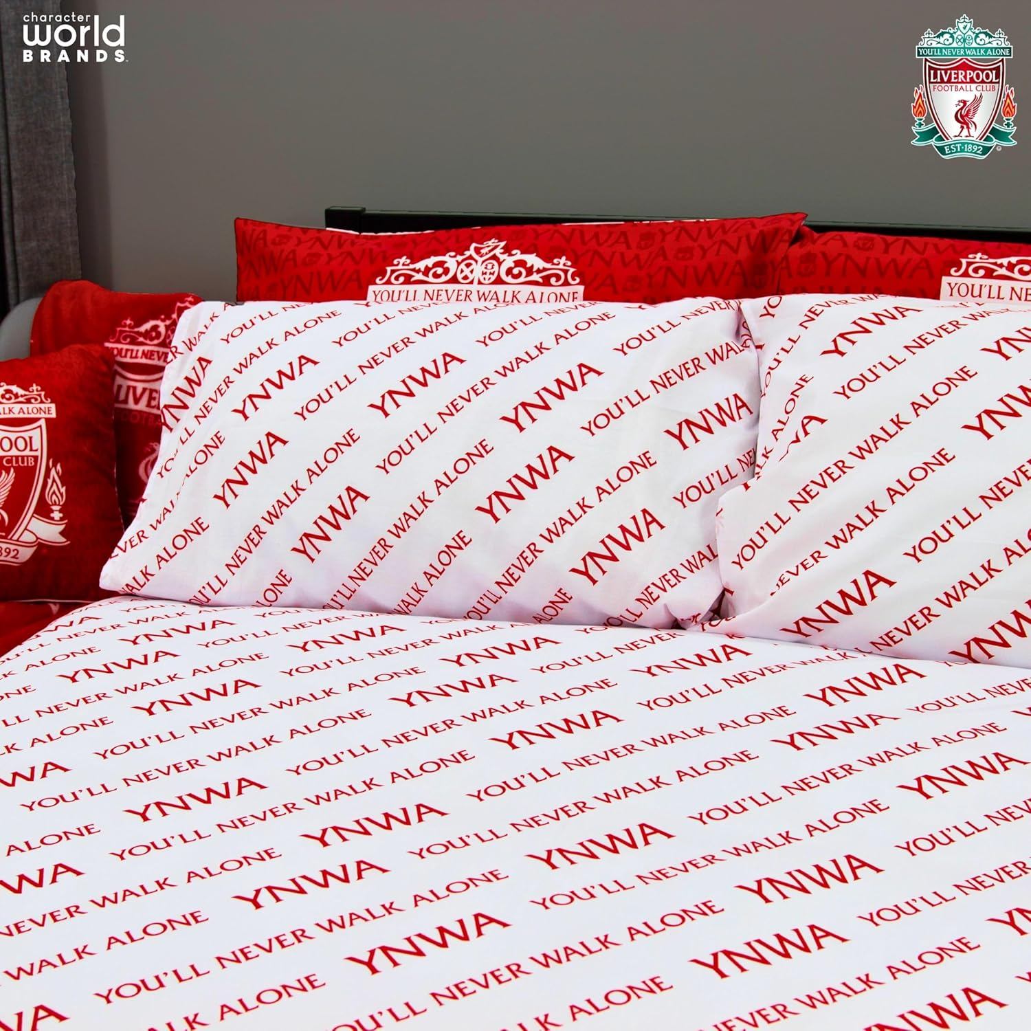 Character World Official Liverpool FC Double Duvet Cover Set, Tone Design | Red Reversible 2 Sided Football Bedding Cover Official Merchandise Including Matching Pillow Cases image number 4