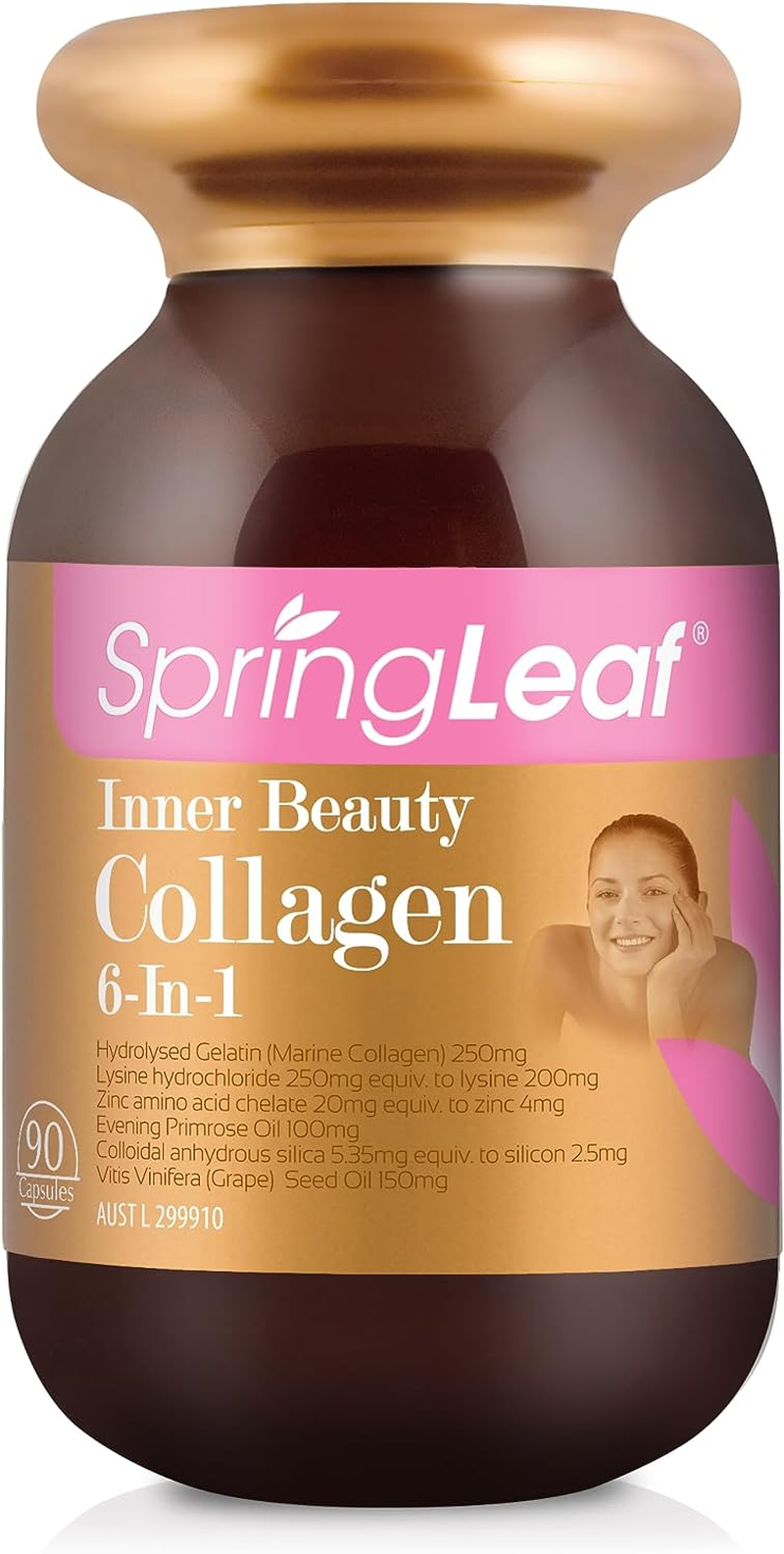 Spring Leaf Inner Beauty Collagen 6-In-1 90 Capsules - Hydrolyzed Marine Collagen - Add Grapeseed for Better Antioxidant - Improve Skin Elasticity and Cell Repair image number 2