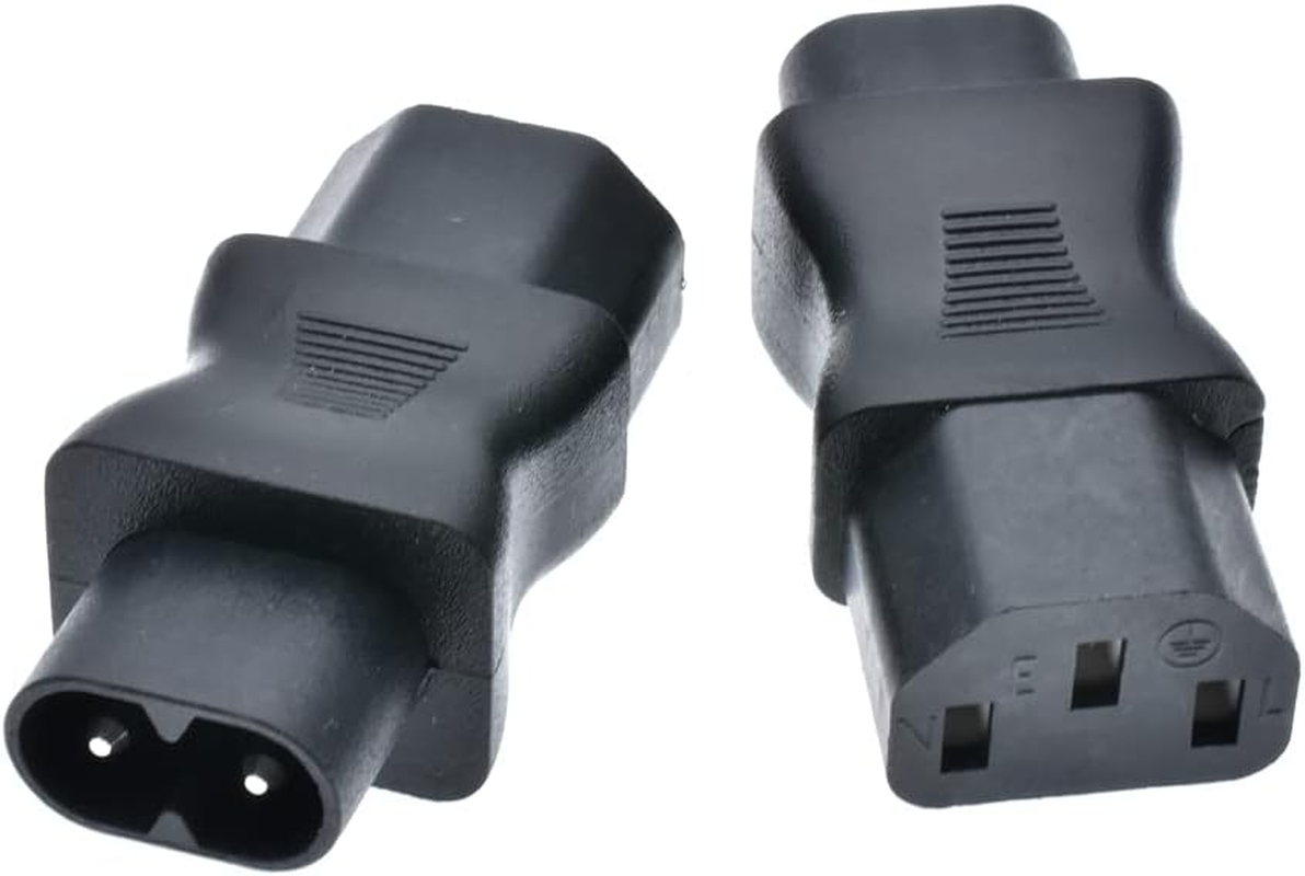 (2 Pack) Tekit C13 to C8 Power Adapter, IEC 320 3-Pin Female to 2-Pin Male, C8 Male to C13 Female