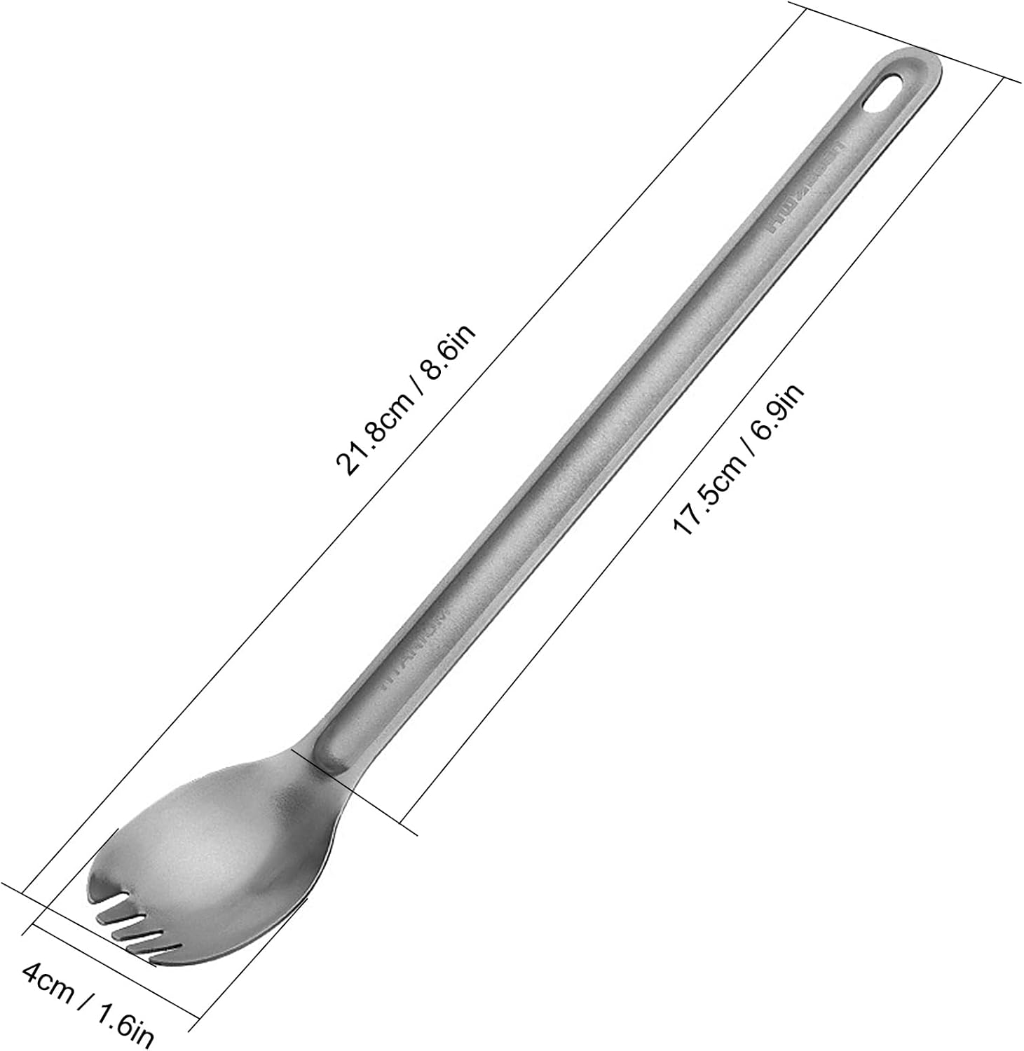 2Pcs Ti Long Handle Cutlery Spoon and Spork Set, Easy to Carry and Store, Camping Spork, a Hole on the Handle for Home, Camping, Hiking, Backpacking, Picnic (Spork and Spoon)