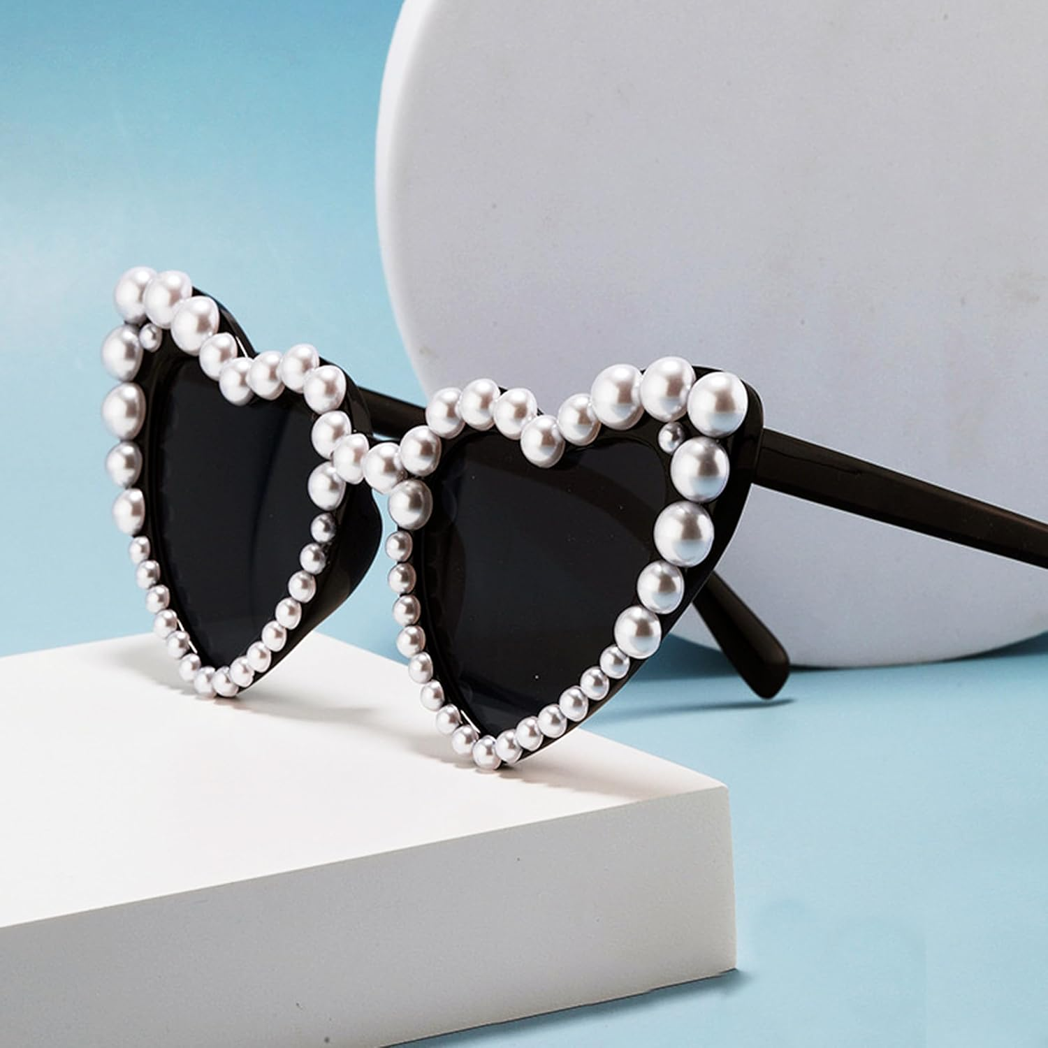 2024 NEW Love Heart Sunglasses Party Sunglasses Cat Eye Sun Glasses Heart Shaped Sunglasses Party Fancy Dress Costume Accessories for Women Men Kids Toddler Party Decorations Supplies image number 1