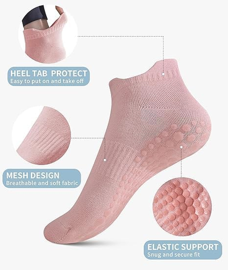 6 Pairs Pilates Socks Non Slip Grip Socks Anti-Slip Yoga Pilates Sock for Hospital, Dance, Barre, Barefoot Workout & Ballet image number 5