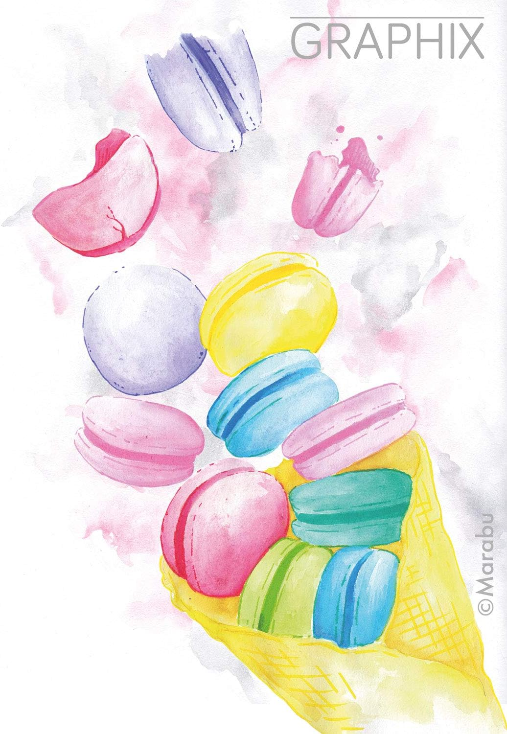 Marabu 014500000105 - Aqua Pen Graphix, Ice Ice Baby, Watercolour Felt Pens in Set with 12 Colours, Brilliant Colours, Water-Based Ink, with Double Tip, Watercolour Paper image number 1