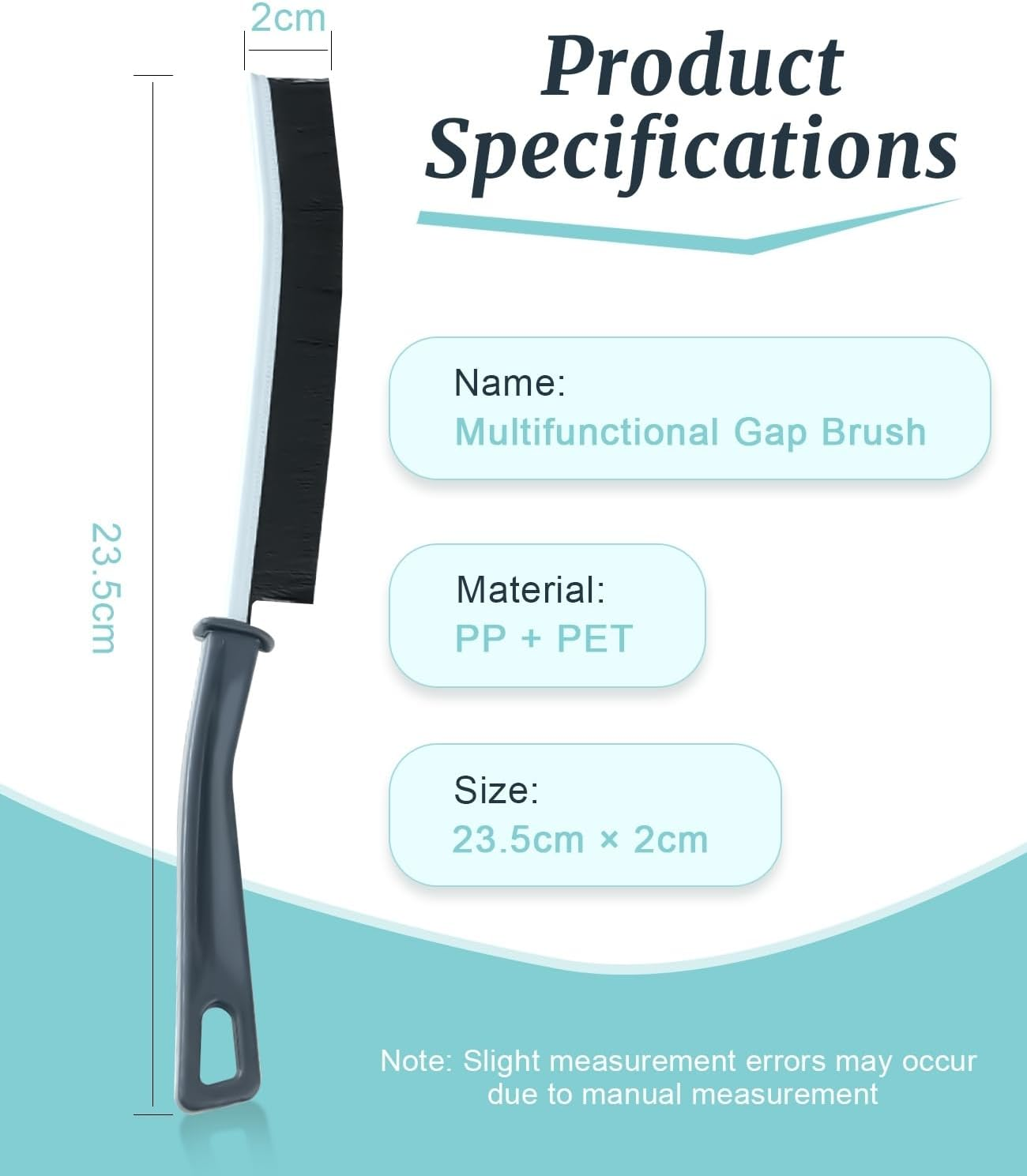 BRARIOS Crevice Cleaning Brush with 15&deg; Angle & Ergonomic Handle Hard Bristles for Stubborn Stains Multi-Surface Scrubber for Bathroom Kitchen Windows (2P)