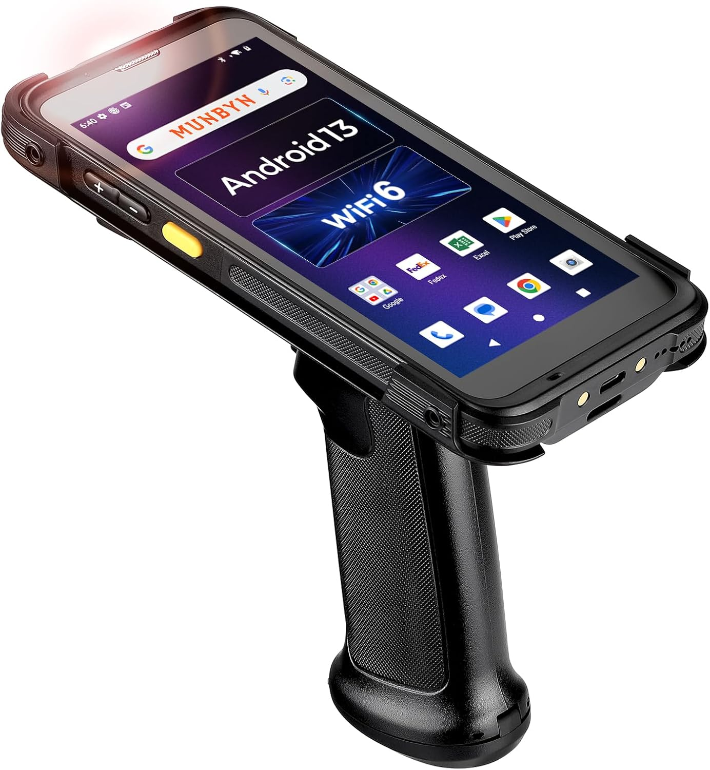 MUNBYN 2025 New Android 13 Barcode Scanner with Pistol Grip, IPDA086 2 Years No-Charge Repairs, Wi-Fi 6 Mobile Computer PDA, 1D/2D/QR SE4710 Zebra Scanner, 5.5" Inventory image number 1