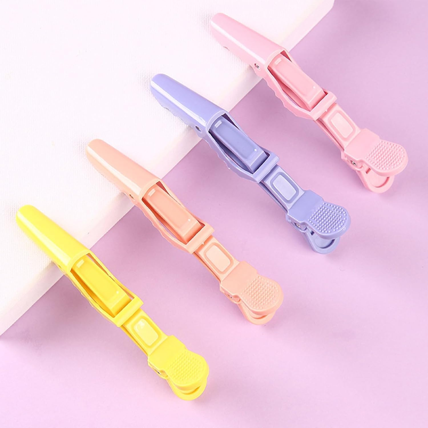 12Pcs Styling Hair Clips Duck Bill Clips Professional Hairdressing Salon Sectioning Alligator Hair Clips Durable Nonslip Grips Wide Teeth (Pink) - Black image number 6