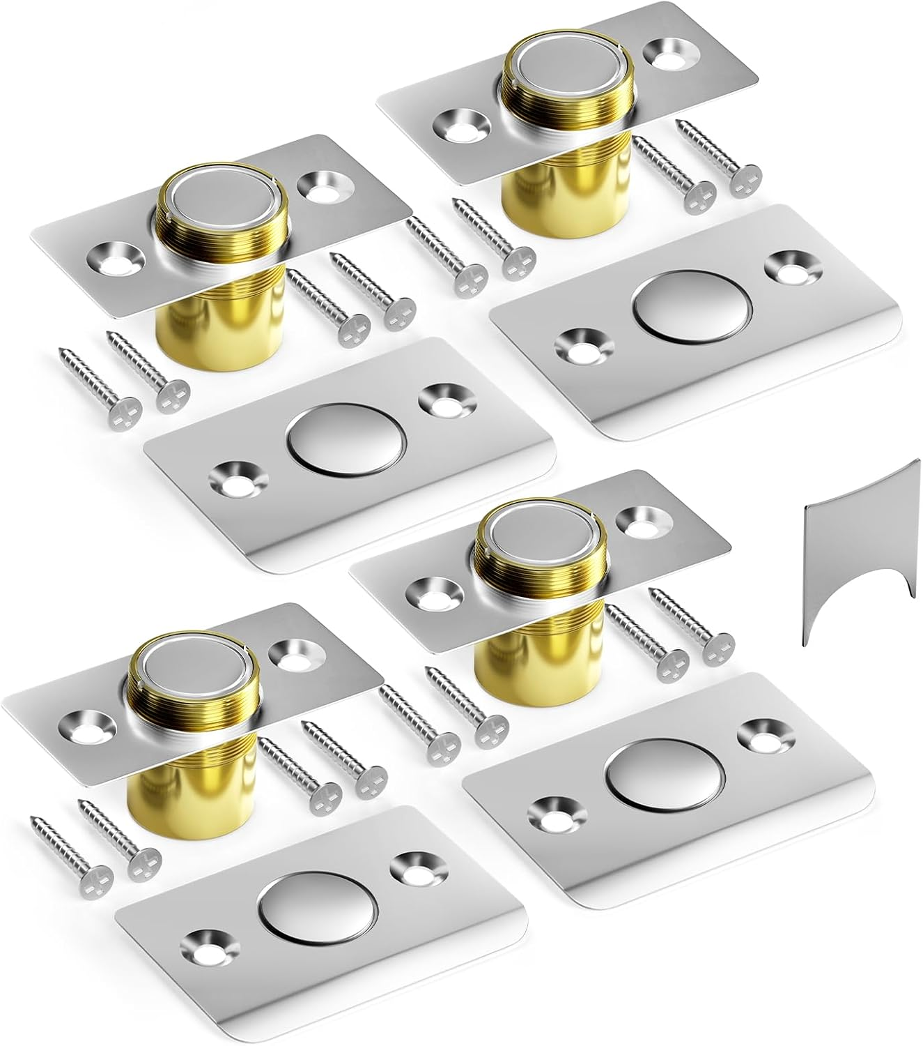 Tonitrui Silent Ball Catch, Adjustable Strong Magnet Door Catch，Using Noise Free, Replacing Door Ball Catch, with Identical Installation Dimension(2 Pack, Silver)