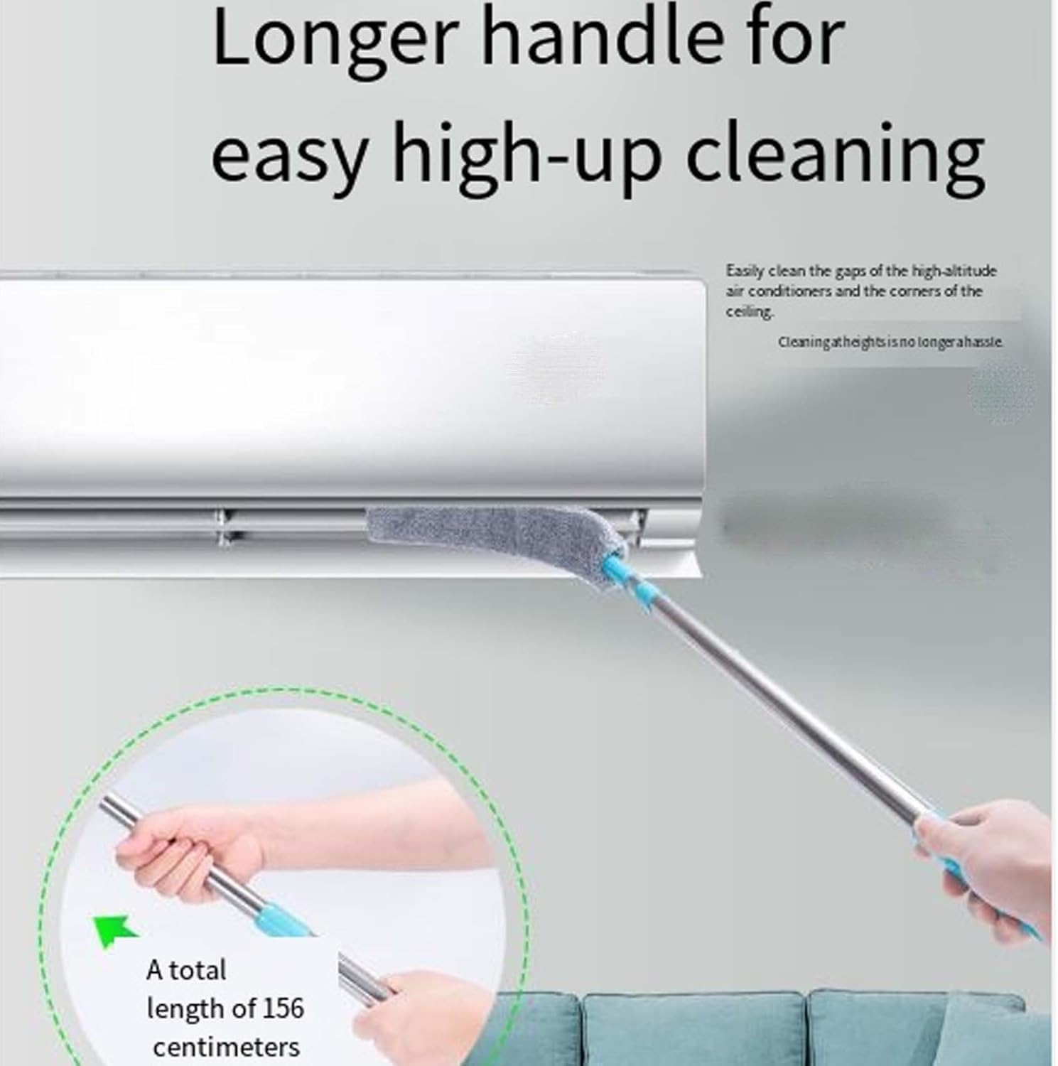 2026 Upgraded Saker plus Retractable Gap Dust Cleaning Artifact with 3 Microfiber Dusting Cloths,Extendable Duster Cleaning Tool,Reusable Washable Dusting Wand for Home,Ceiling,Blinds,Furniture (60In) image number 2
