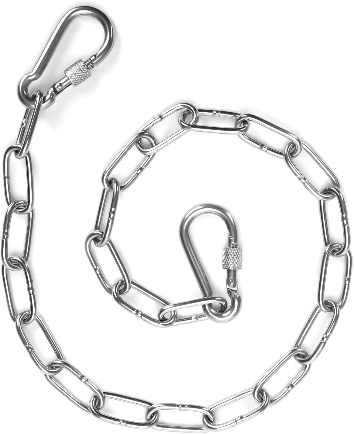 Gate Chain Lock, 20 Inch Gate Latch Chain with Double-Ended Carabiners Stainless Steel Metal Gate Link Chain Lock Pet Gate Latch for Outdoor Fences, Pet Cages, Indoor Supplies