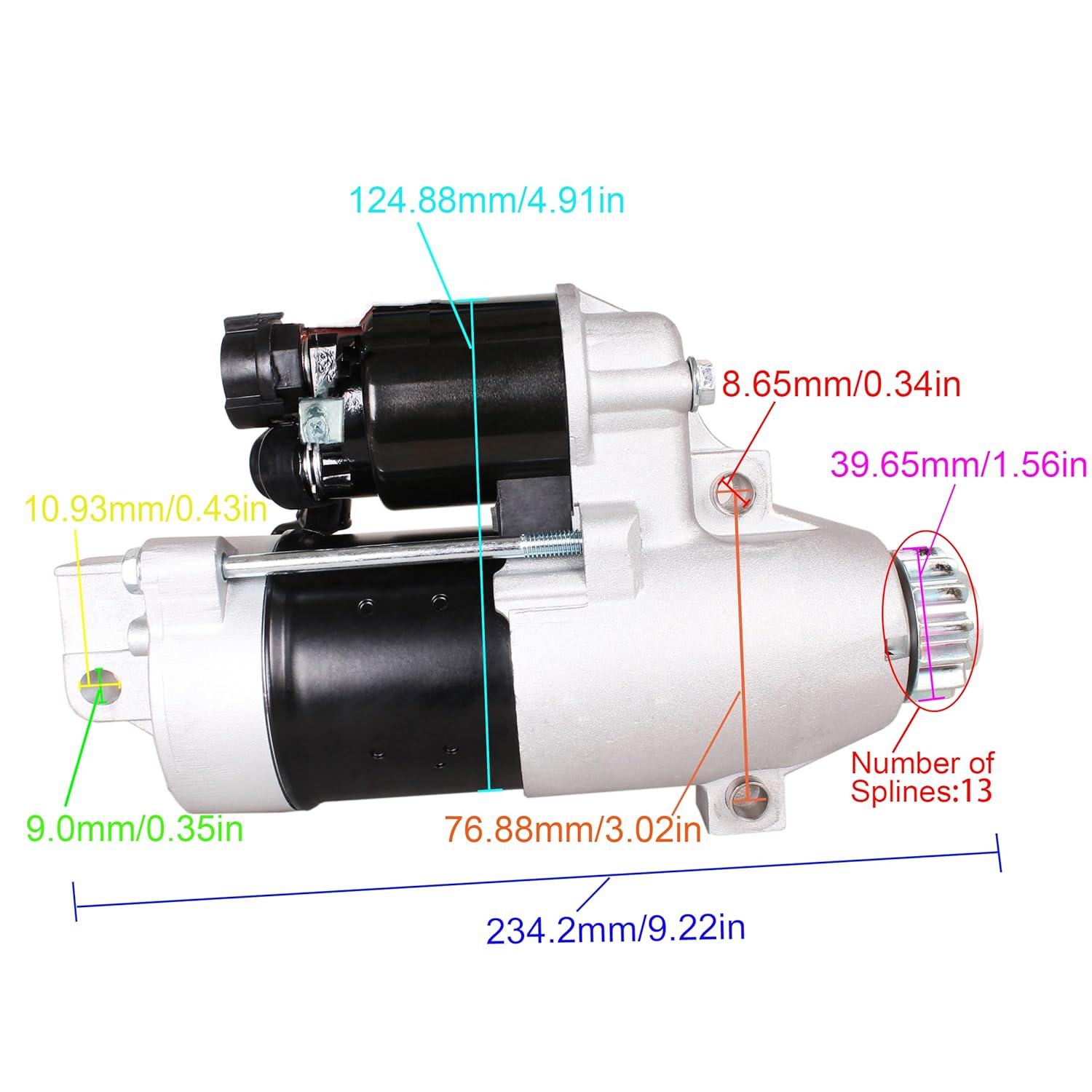 Outboard Engine 6C5-81800-00 6CJ-81800-00 6CJ-81800-01 Starter Motor for Yamaha 50HP 60HP 70HP F50 F60 F70 F50LA 2013 50HP F50TLR 2005-2012 50HP F60JA, S114-916A S114916B for Hitachi, 19635 for Lester image number 6