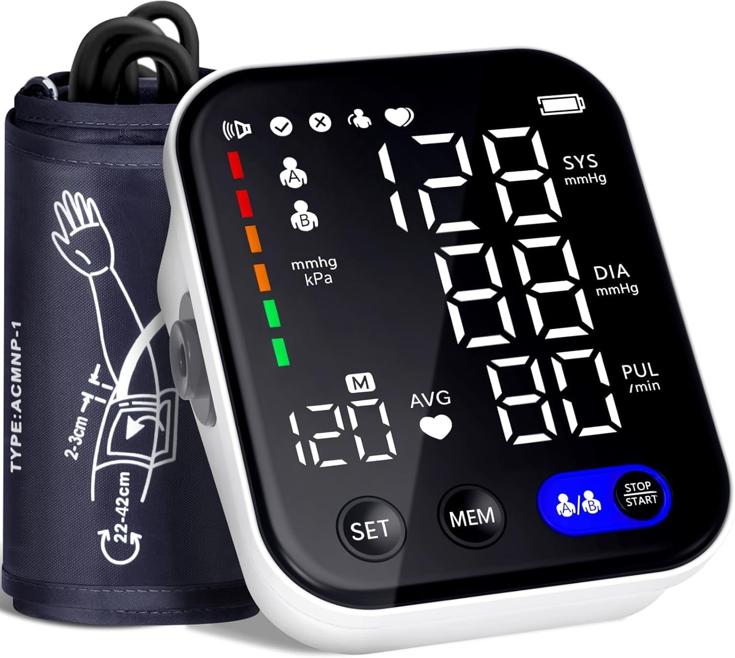 Blood Pressure Monitor, Upper Arm Blood Pressure Monitors for Home Use, Adjustable 8.7"-17" Blood Pressure Cuff, 2-User 2X120 Memory, One Touch Operation, Accurate BP Machine, FSA/HSA Eligible image number 3