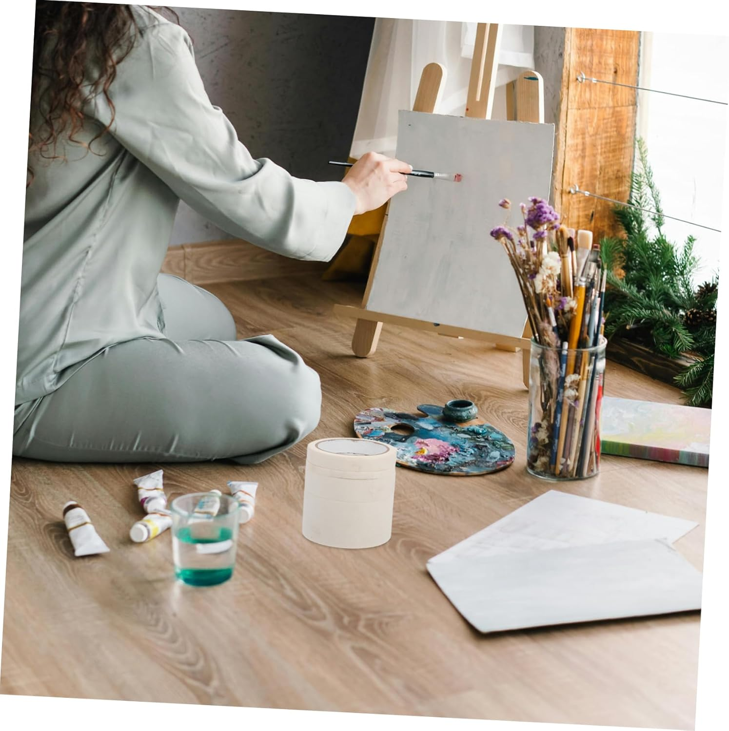 Masking Paper Tape Roll 4 Rolls Automotive Painting Masking Tape High-Temperature Non-Slip image number 5