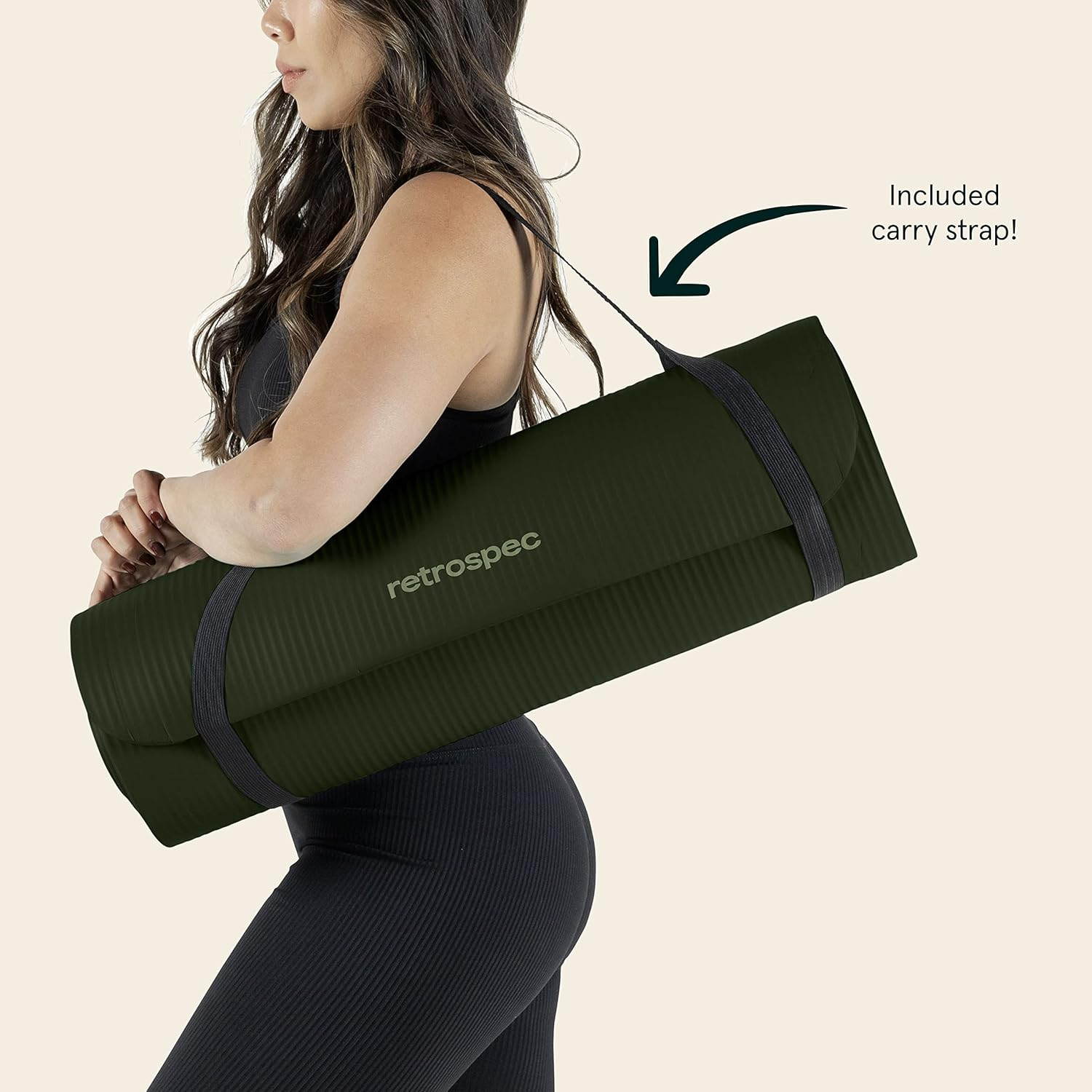 Retrospec Solana Yoga Mat 1" & 1/2" Thick W/Nylon Strap for Men & Women - Non Slip Exercise Mat for Yoga image number 1