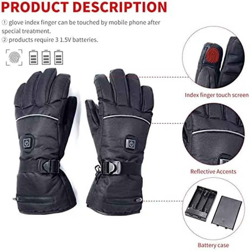 Durable Heated Gloves, USB Rechargeable Electric Heating Motorcycle Gloves with 3 Heating Levels Waterproof Insulated Gloves for Skiing Motorcycling/795 (Size : M)