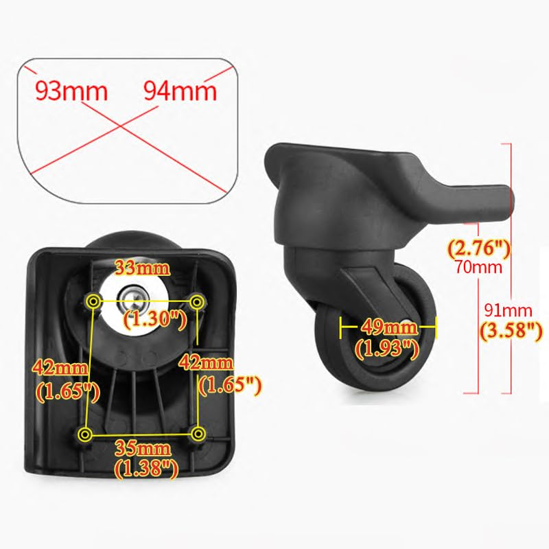 Tarppedrock Replacement Luggage Wheels for Suitcases, Set of 2, Luggage Wheels Replacement Left & Right Spinner Wheels for Suitcase Travel Customs Case (TR44R - 2 Pcs) image number 6
