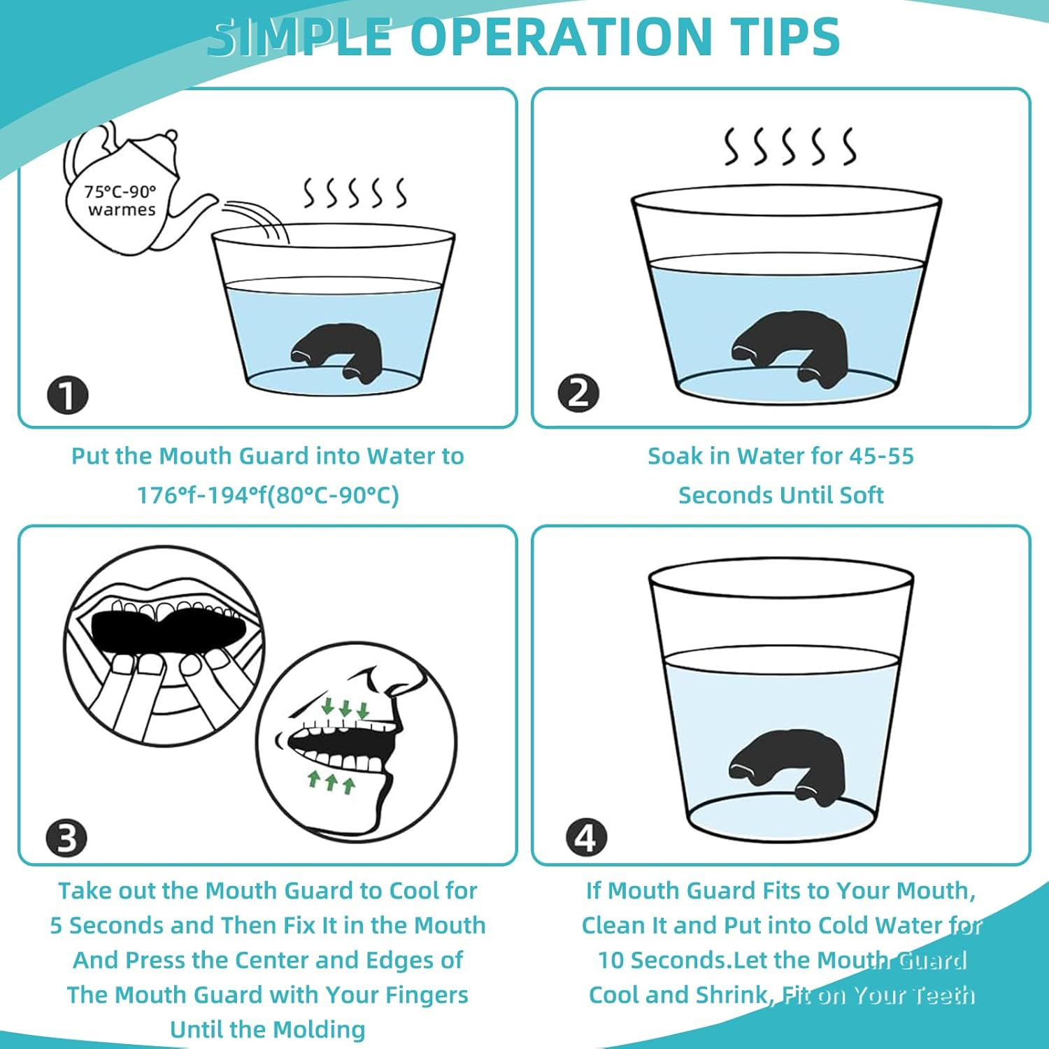 JZS 5 Pack Kids Youth Mouth Guard for Sports Boys Girls Mouth Guard with Case Child Teen Sports Mouthguard for Football Lacrosse Basketball Boxing Soccer Taekwondo MMA Karate image number 5